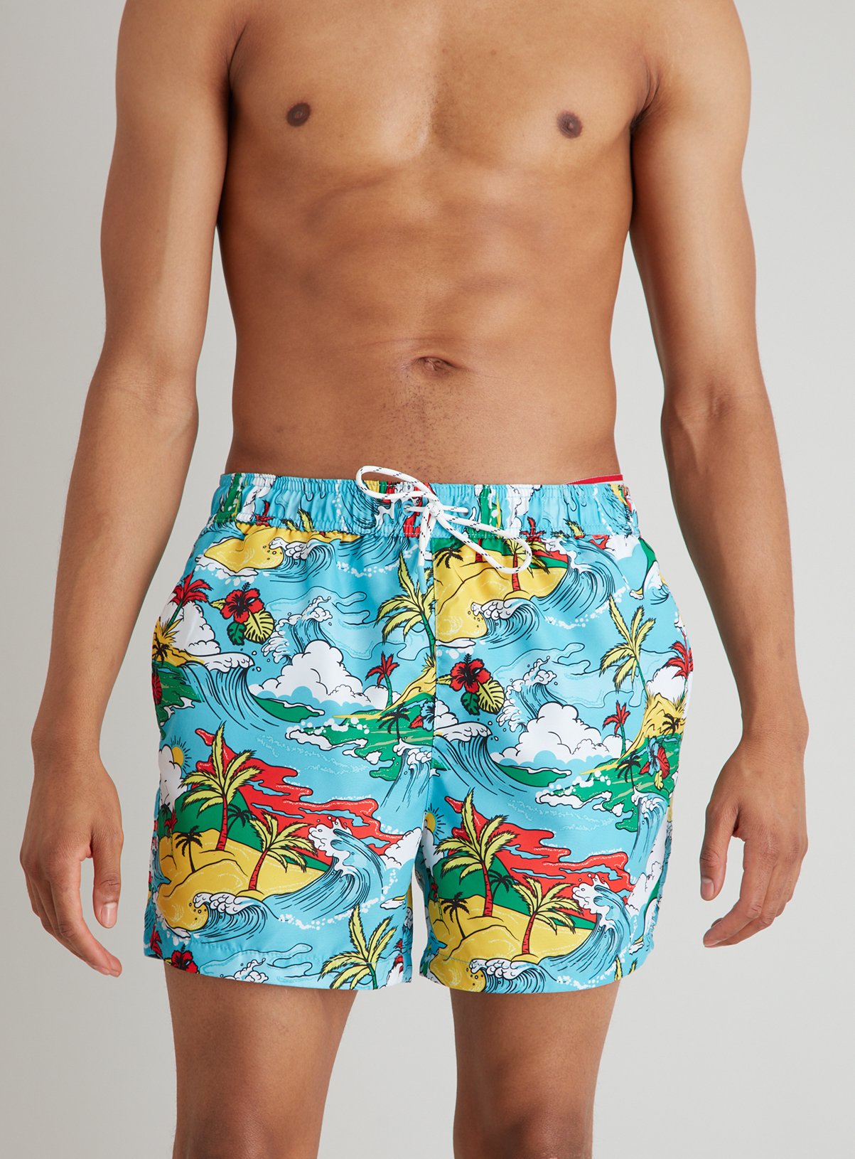 Hawaiian Print Recycled Shortie Swim Shorts Review