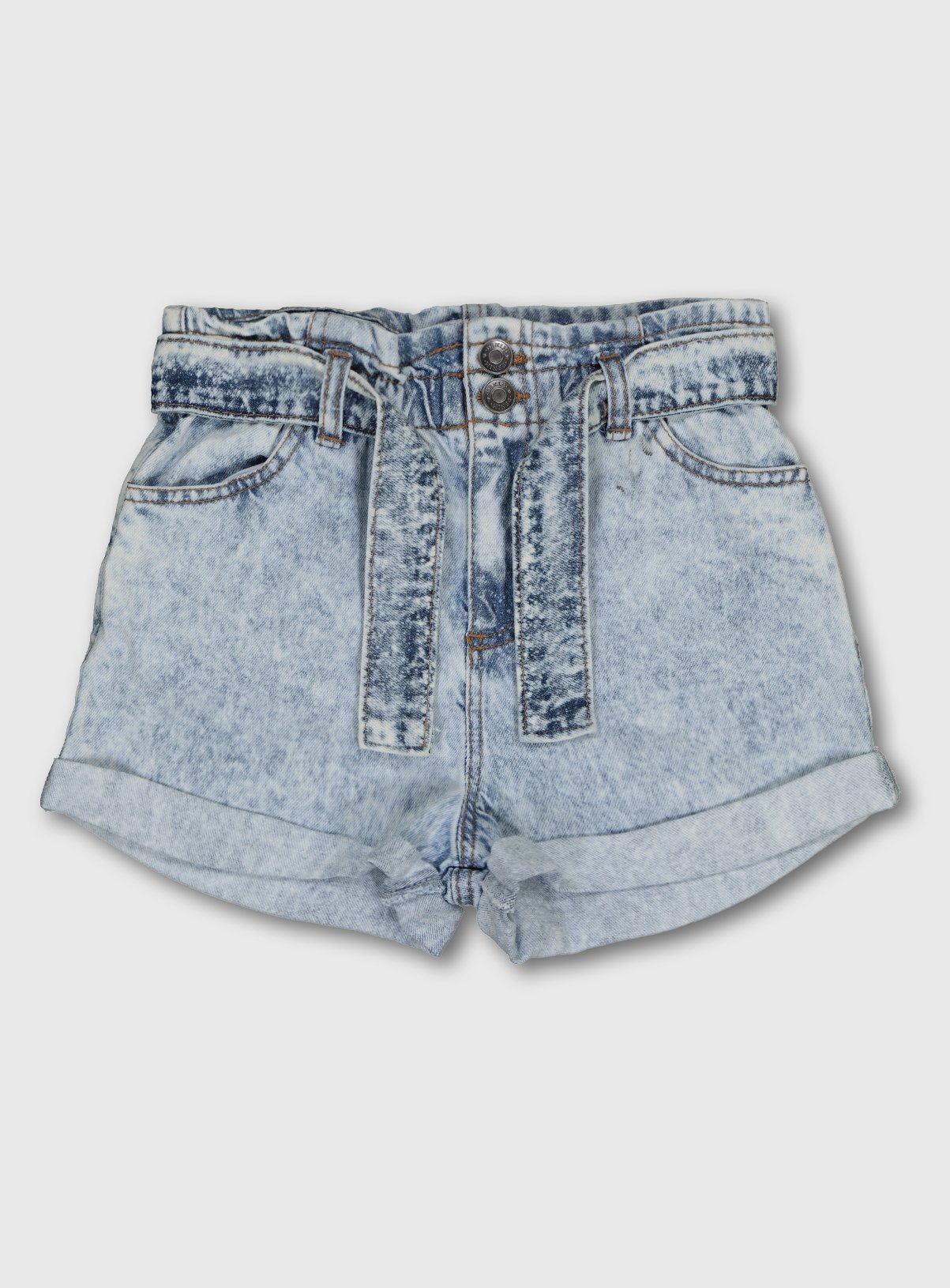 Pale Denim Paperbag Waist Shorts Review