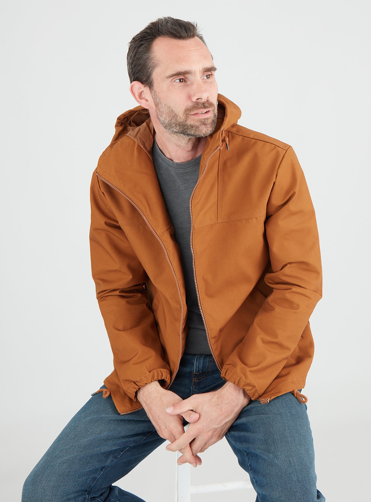 Tobacco Brown Shower Resistant Hooded Jacket Review