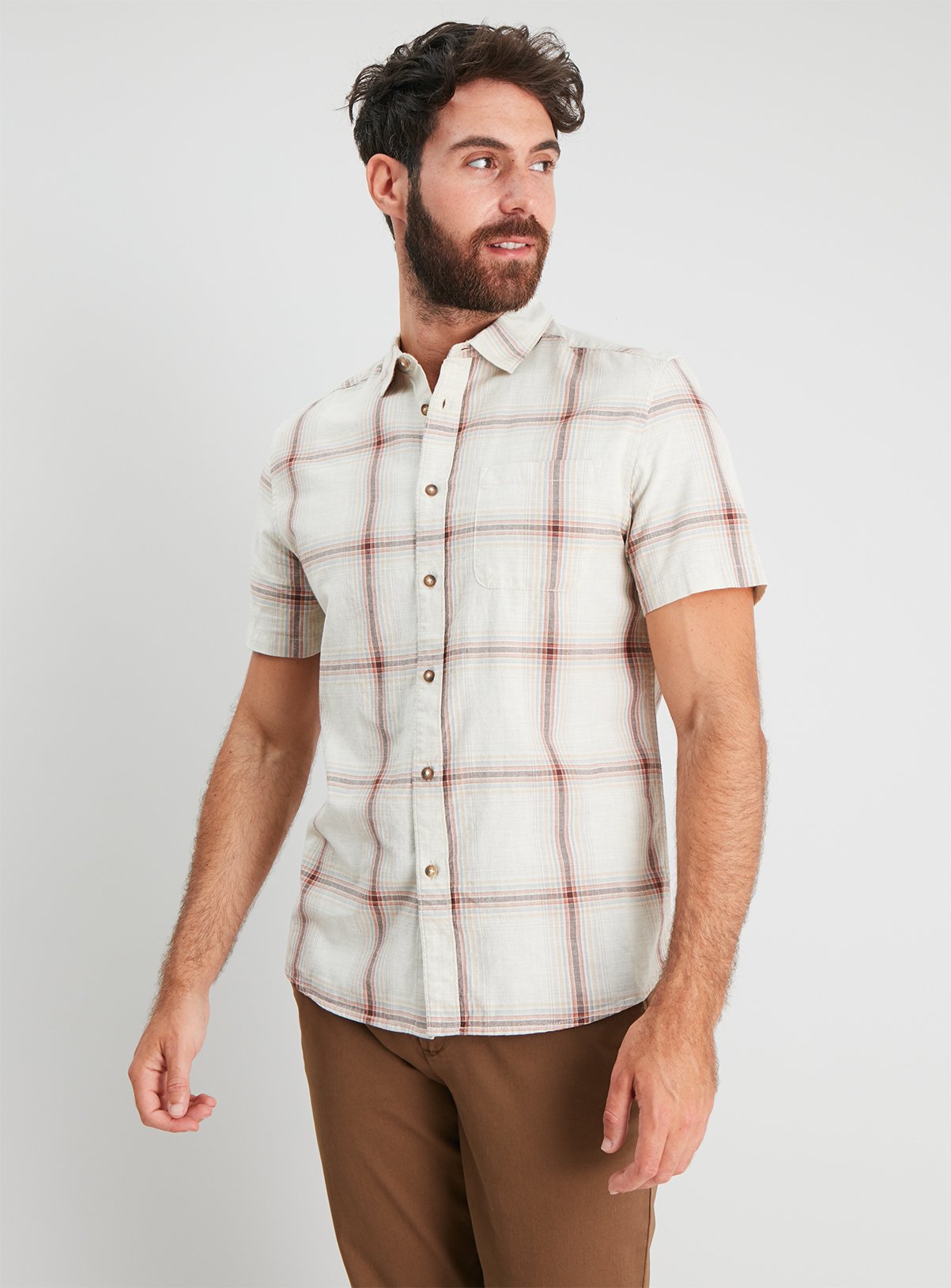 Sand & Orange Check Short Sleeve Regular Fit Shirt Review