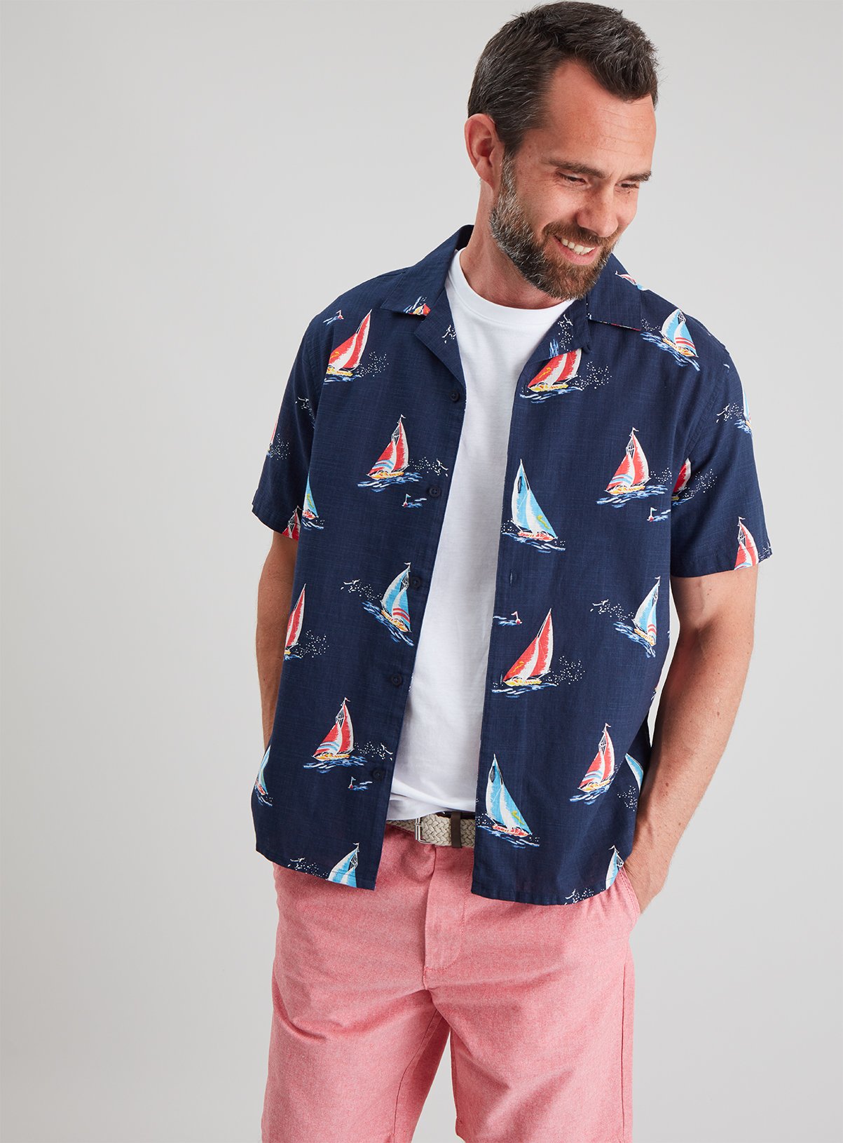 Navy Boat Print Regular Fit Short Sleeve Shirt Review