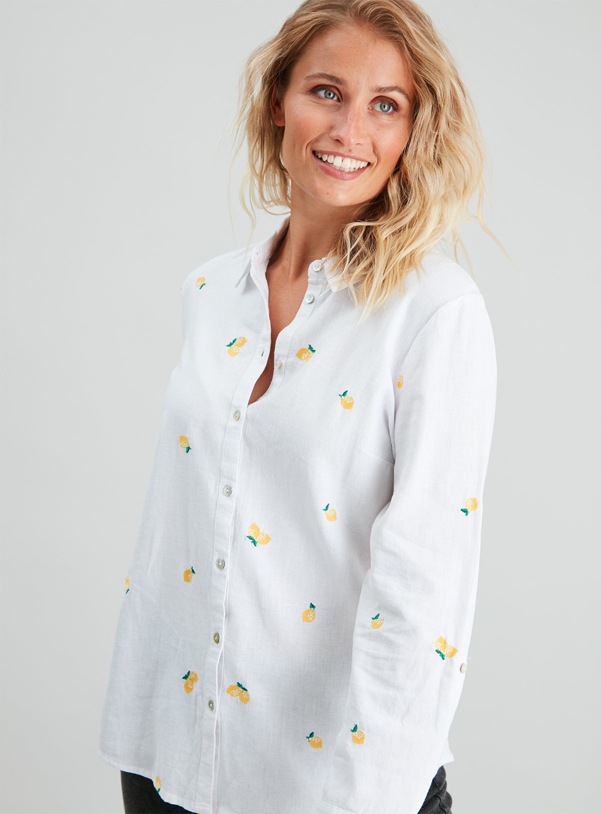 Lemon Embroidered Linen-Rich Shirt Review