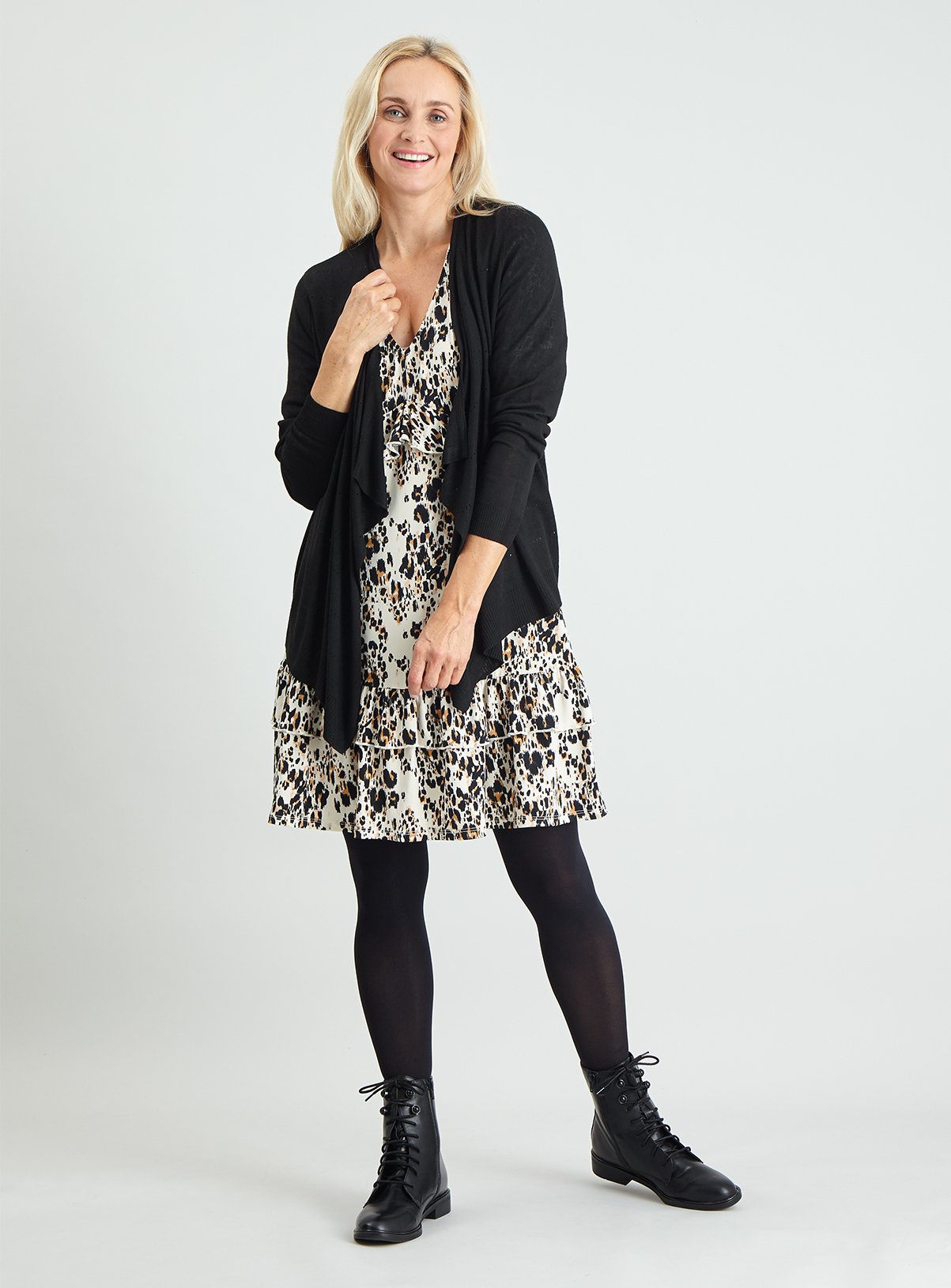 Black Pointelle Waterfall Cardigan Review