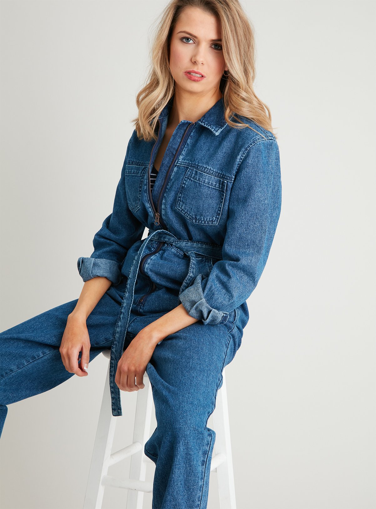petite denim boiler suit