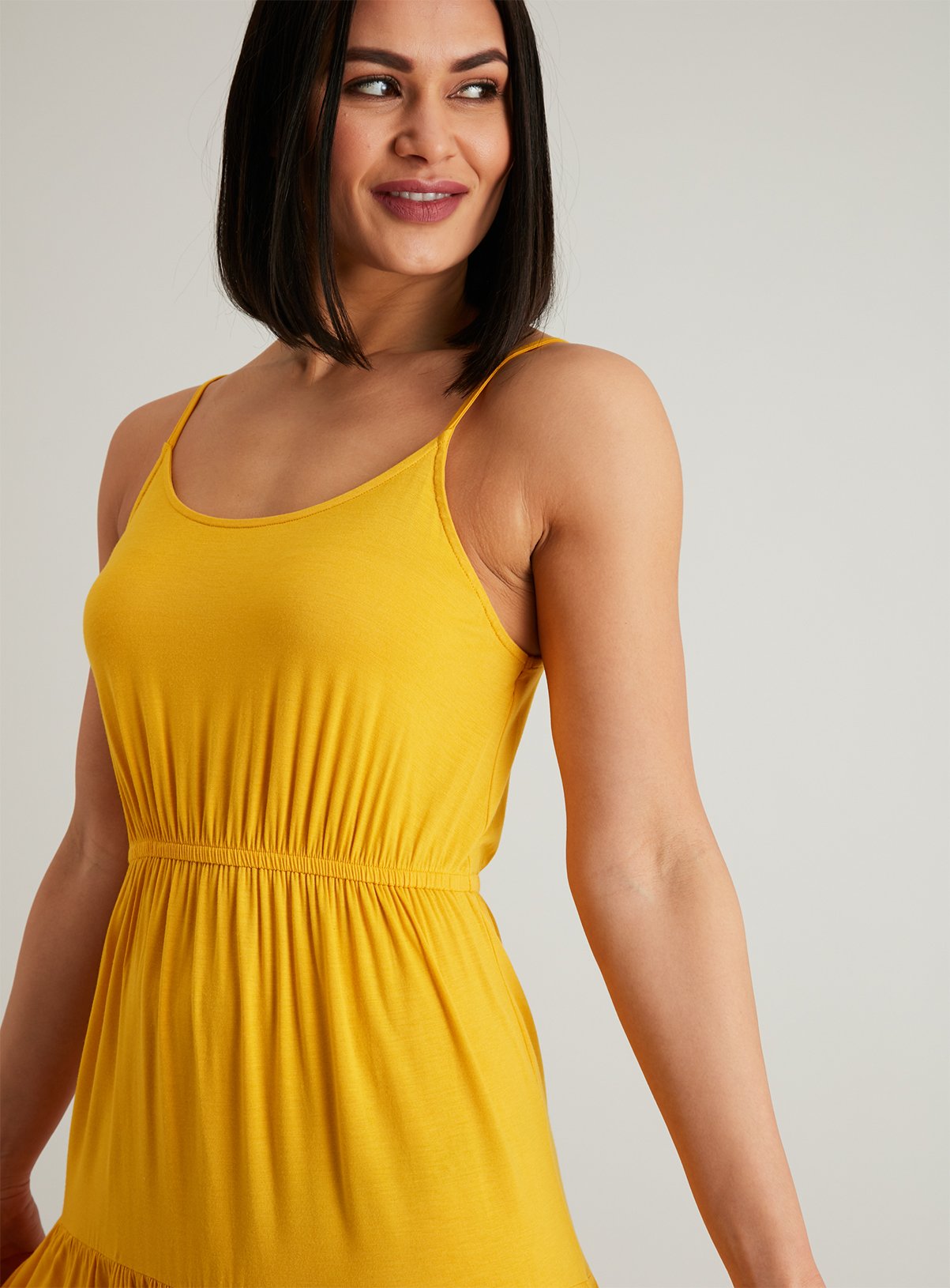 Womens Yellow Strappy Jersey Dress | Tu 