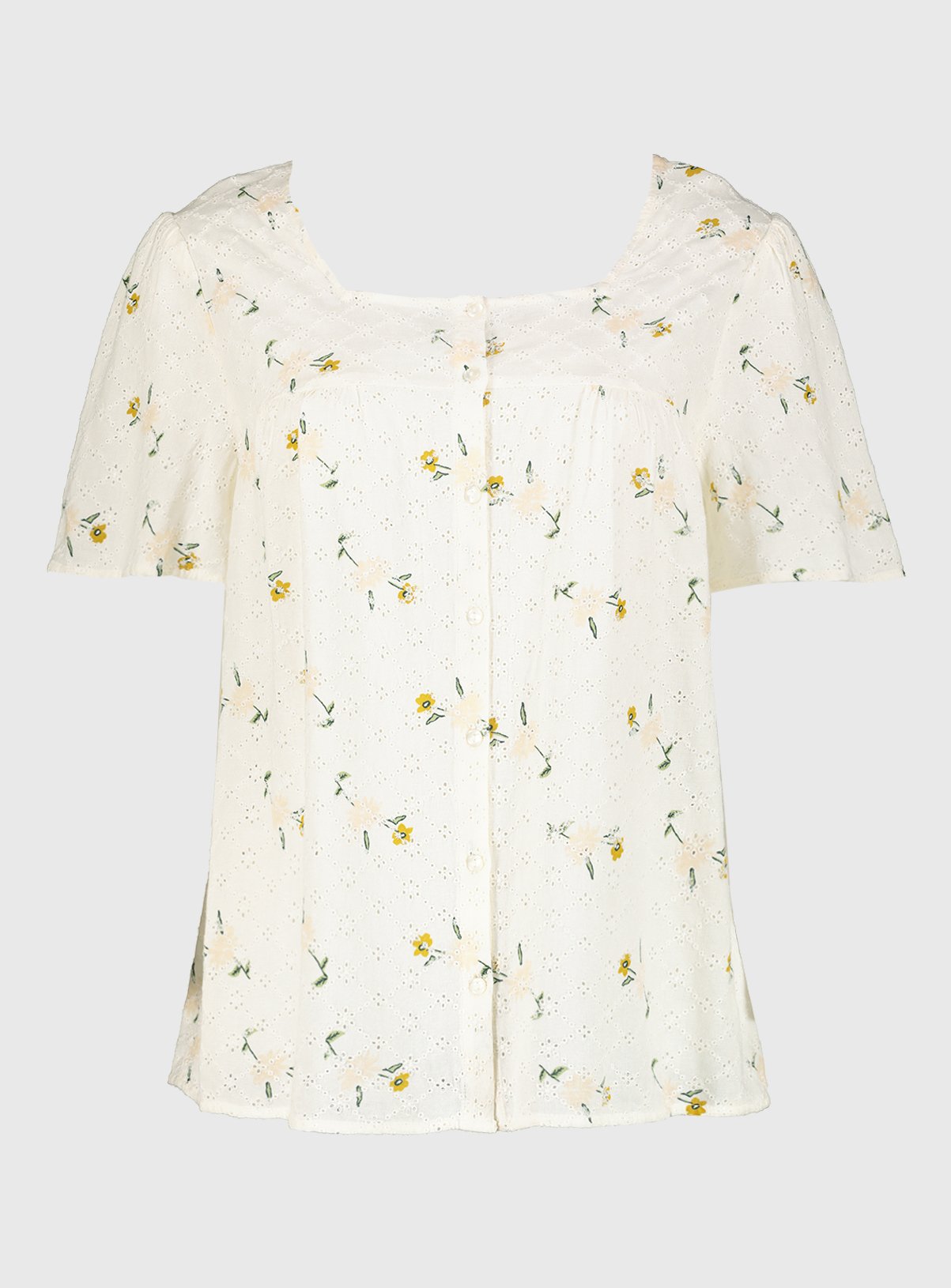 Ditsy Floral Pointelle Top With Linen Review