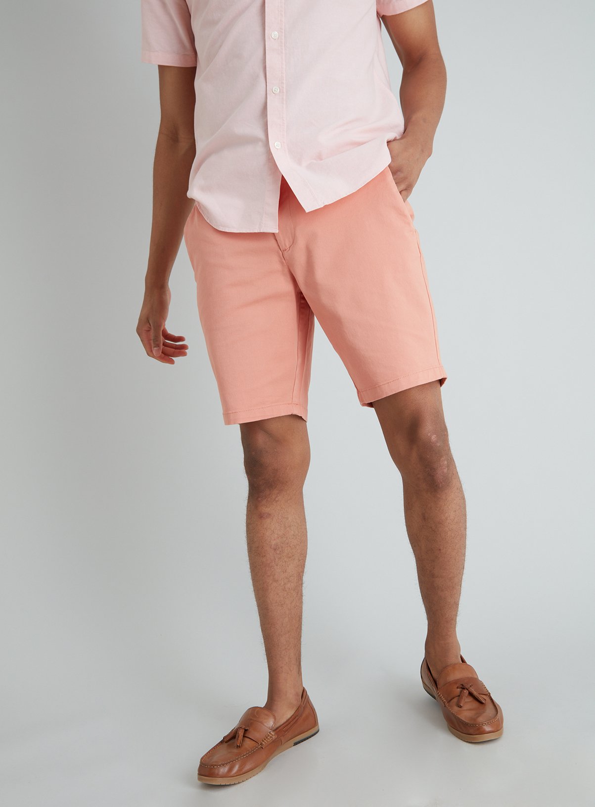 salmon chino shorts