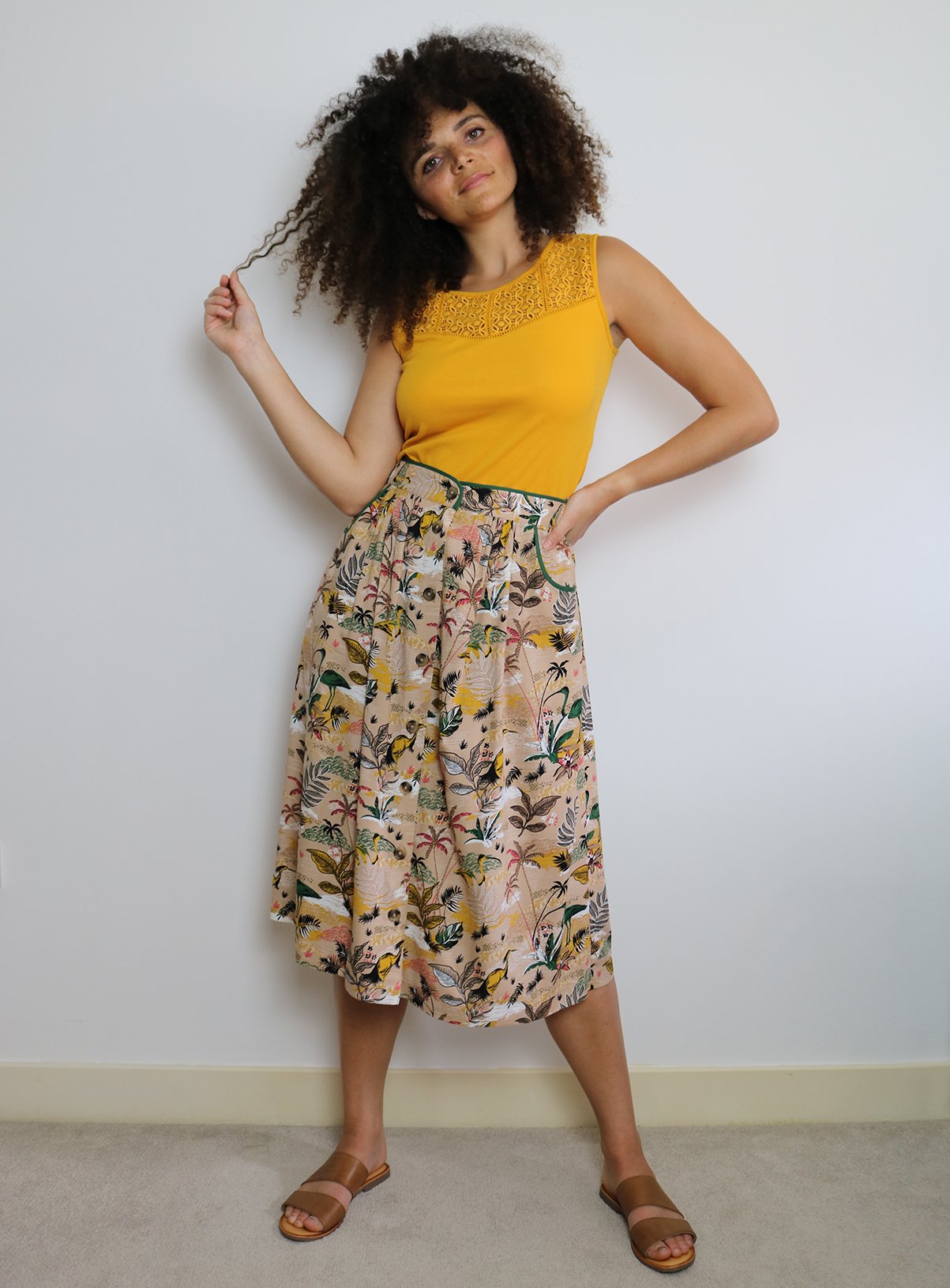 Kenya Print Button-Through Midi Skirt Review