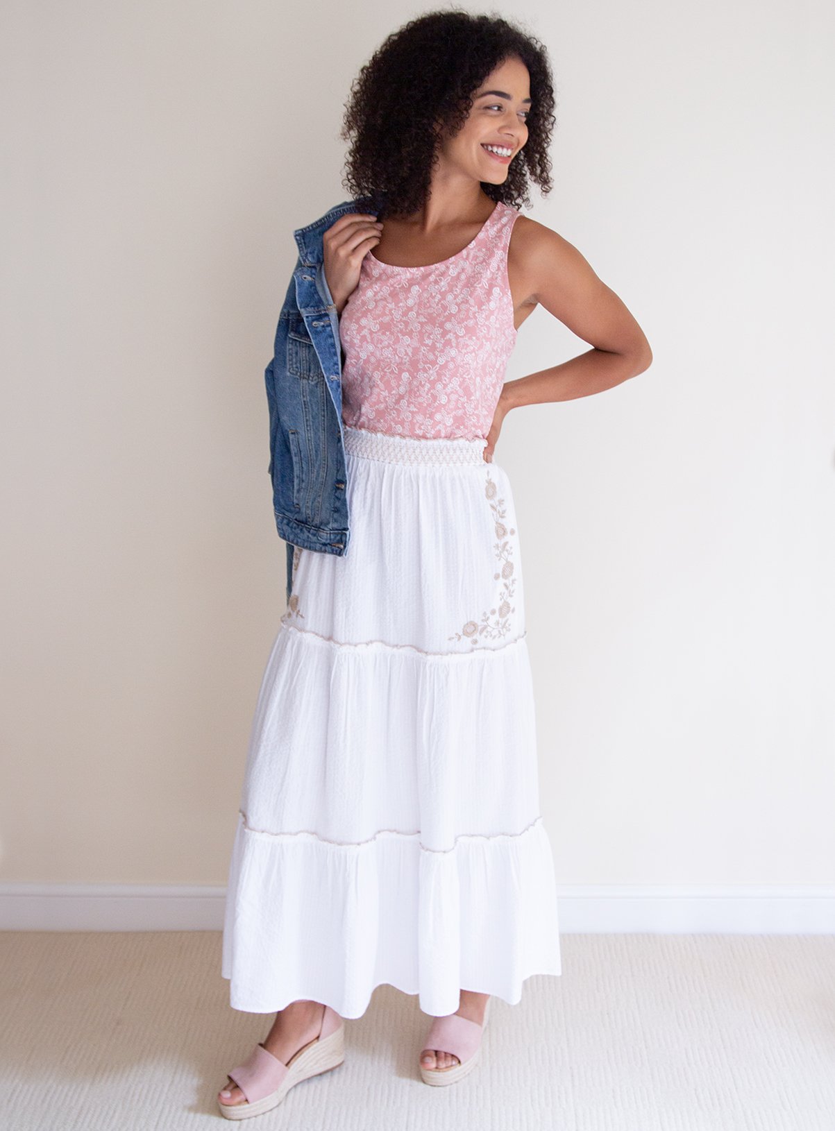 White Seersucker Maxi Skirt Review