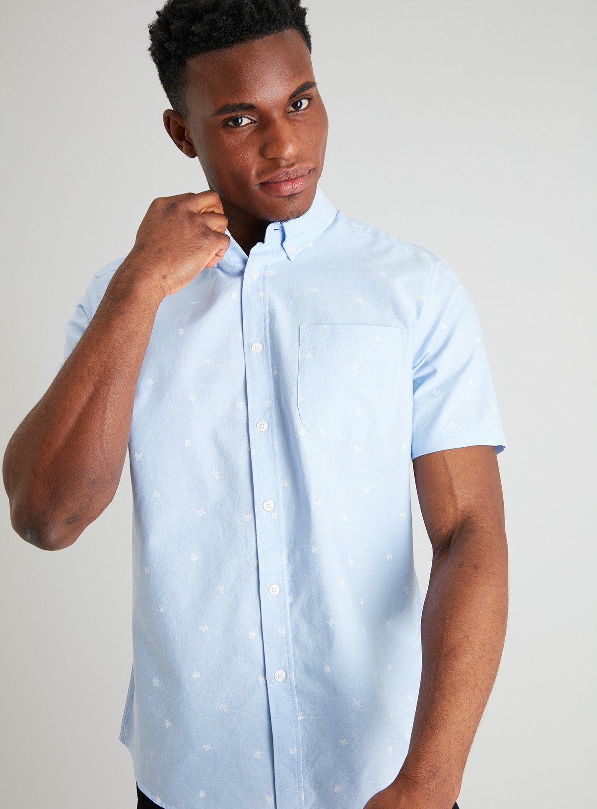 Blue Chambray Turtle Print Regular Fit Oxford Shirt Review