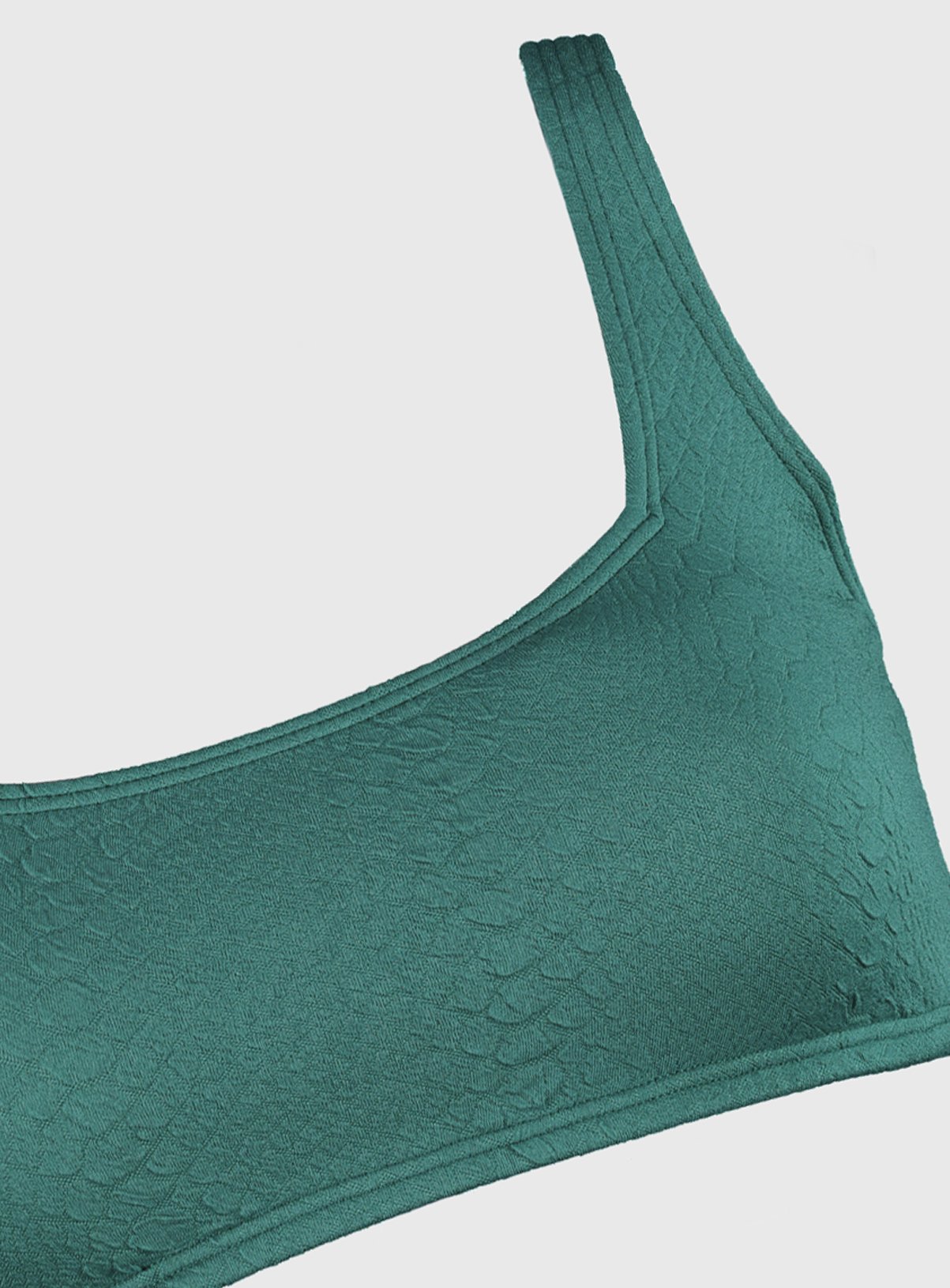 Dark Green Snake Print Textured Bikini Top Review