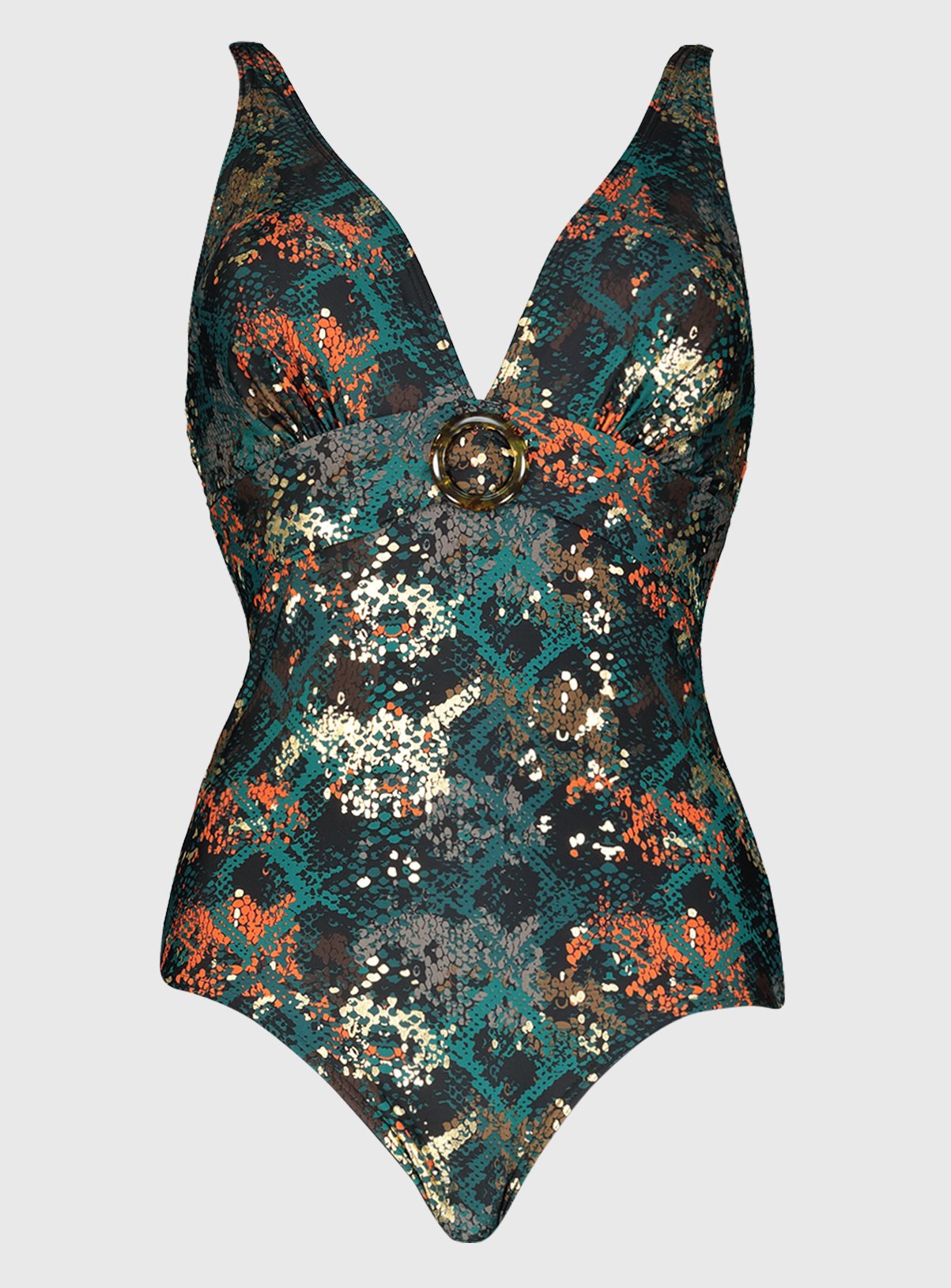 Secret Shaping Dark Green Foil Snake Print Swimsuit Review