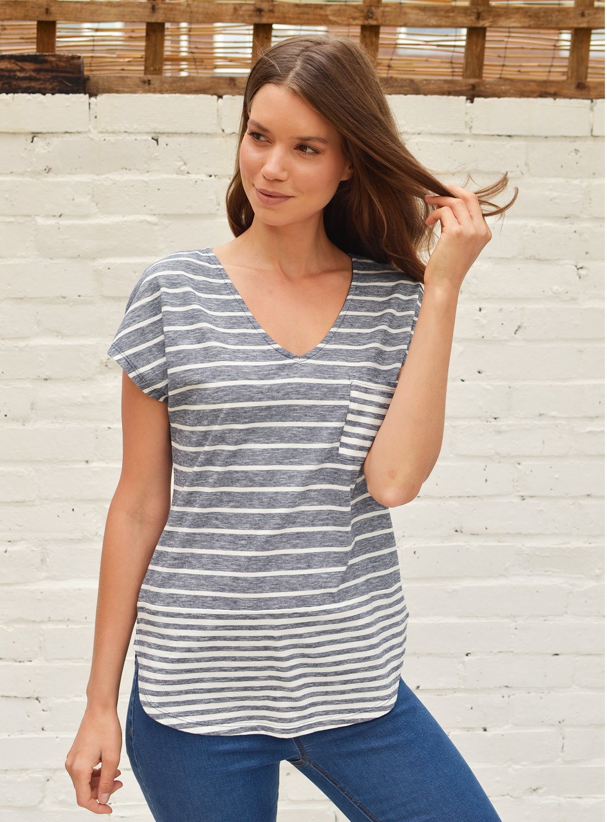 Navy & White Stripe Pocket T-Shirt Review