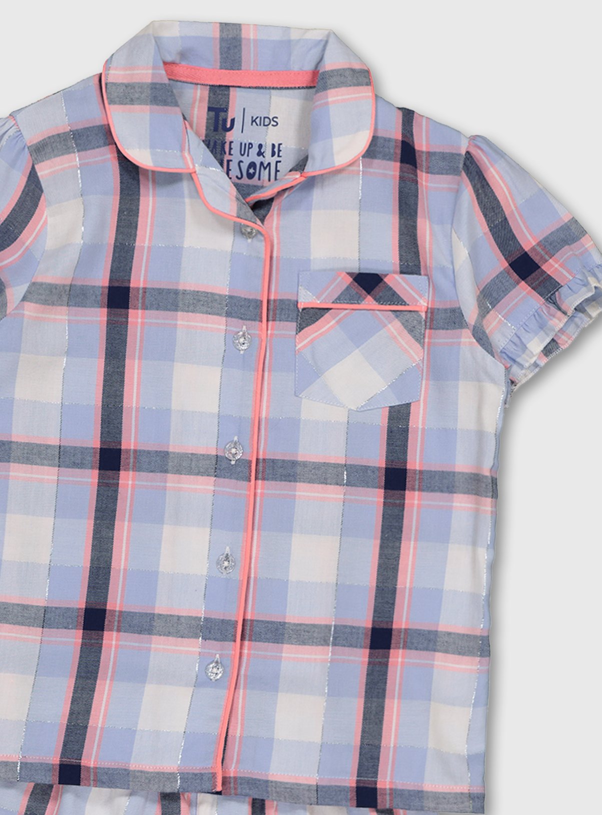 Blue & Pink Check Woven Shortie Pyjamas Review