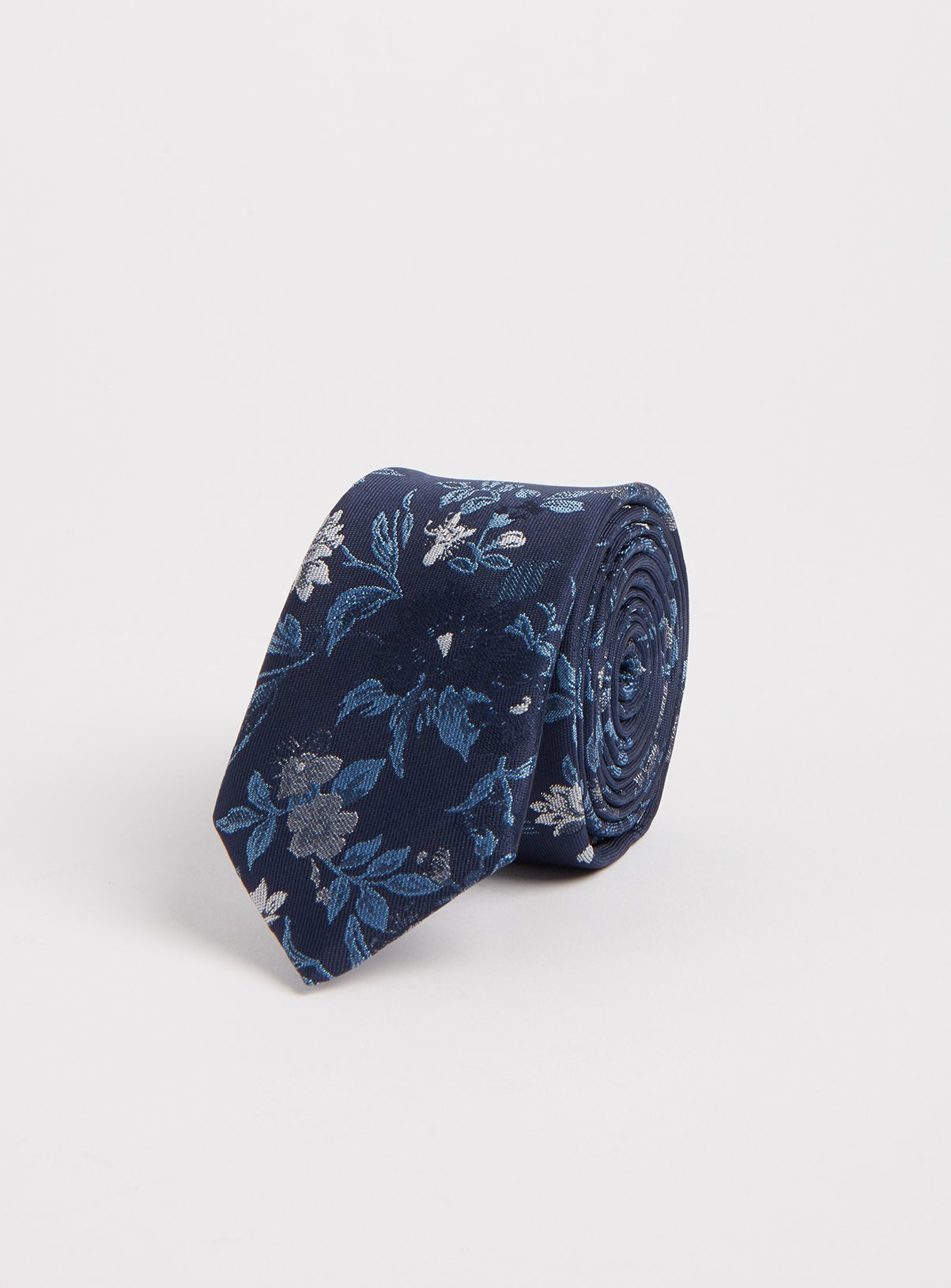 Navy Metallic Floral Print Slim Tie Review