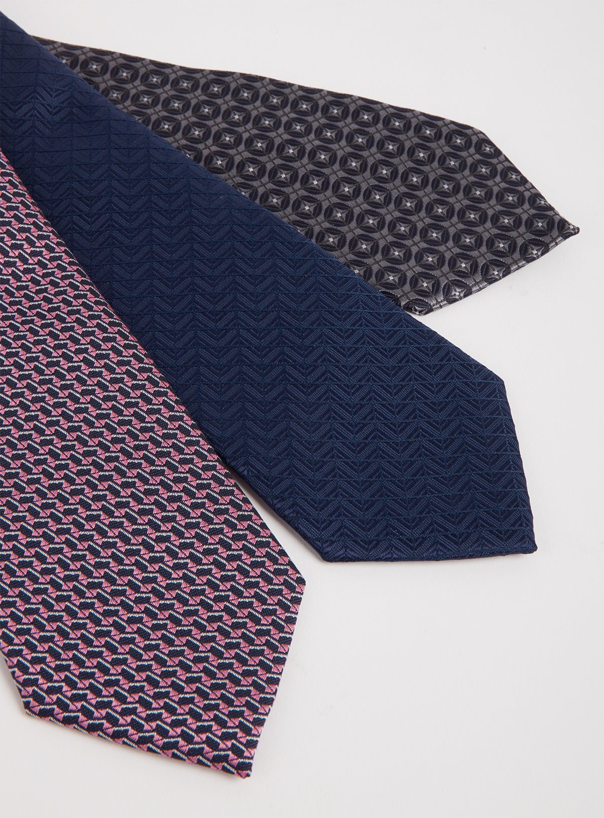 Navy, Grey & Pink Geo Print Tie 3 Pack Review