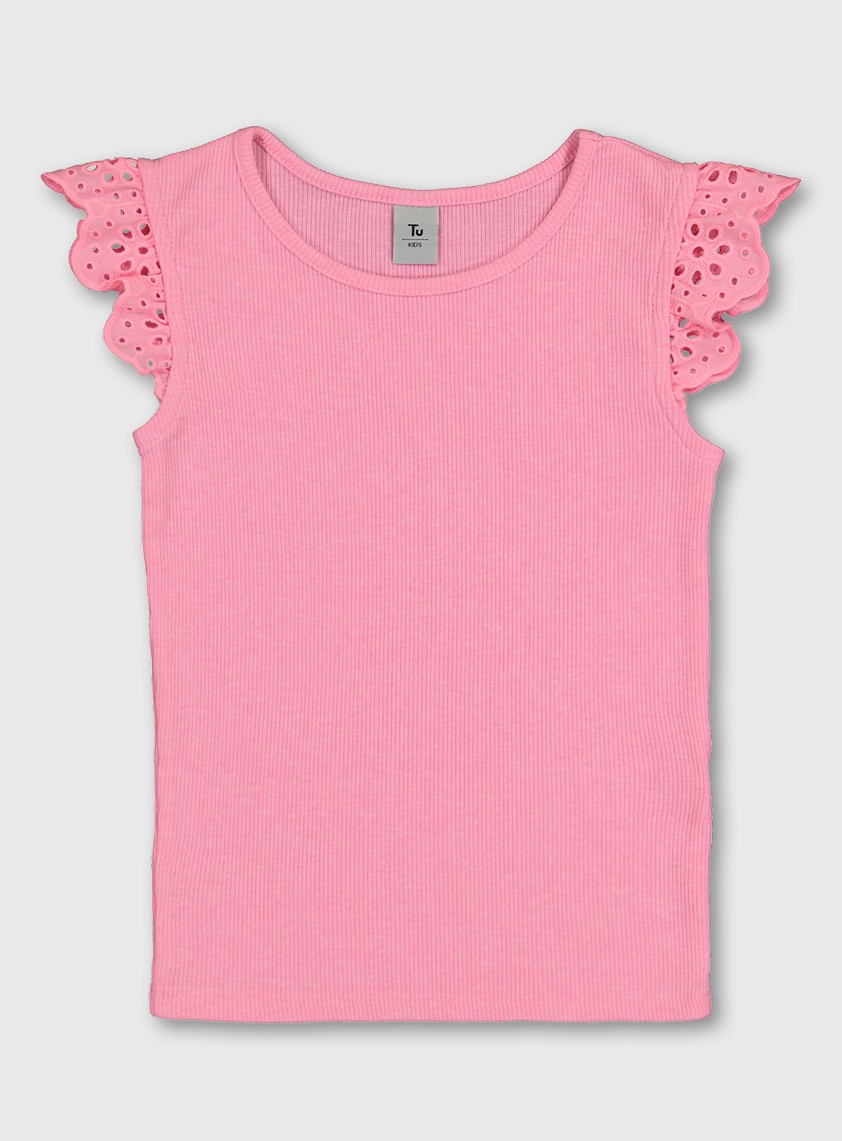 Neon Pink Rib Schiffli Lace Trim T-Shirt Review