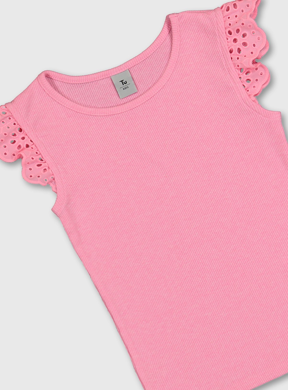 Neon Pink Rib Schiffli Lace Trim T-Shirt Review