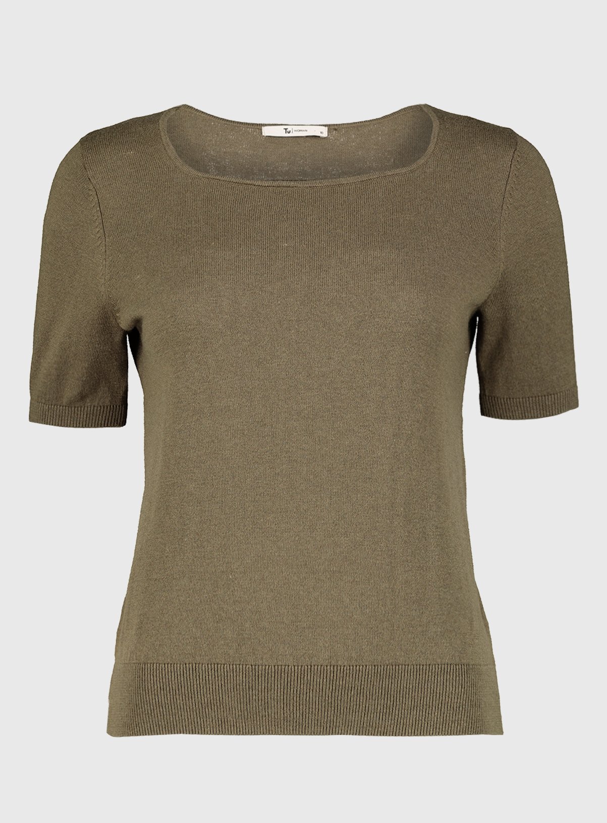 Khaki Square Neck Knitted T-Shirt Review