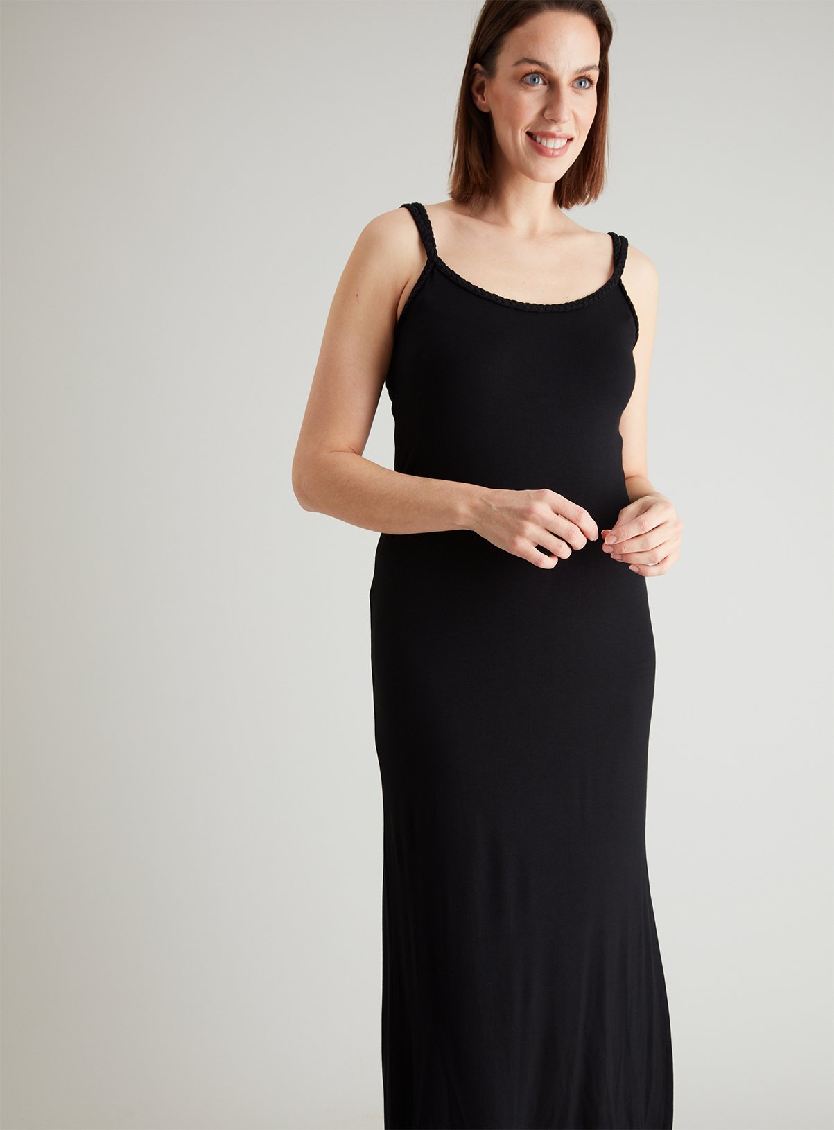 Black Plait Detail Maxi Cami Dress Review