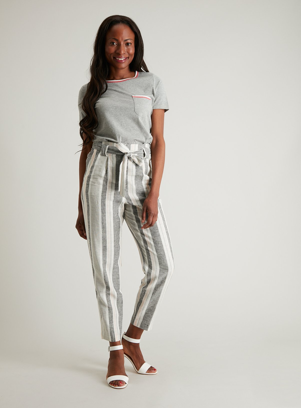 Grey & Pink Stripe Linen-Rich Trousers Review