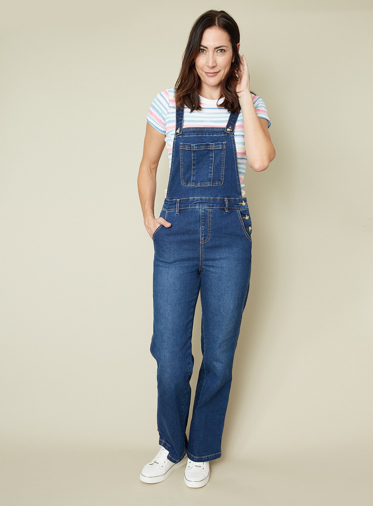 denim dungarees wide leg