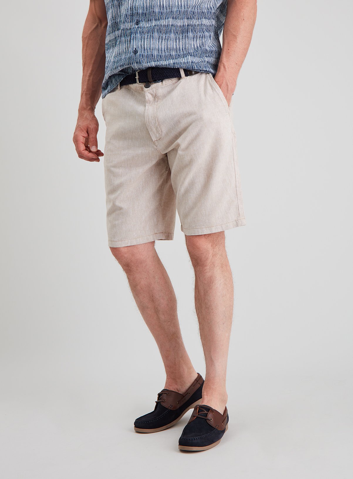 Stone Belted Chambray Linen-Rich Shorts Review