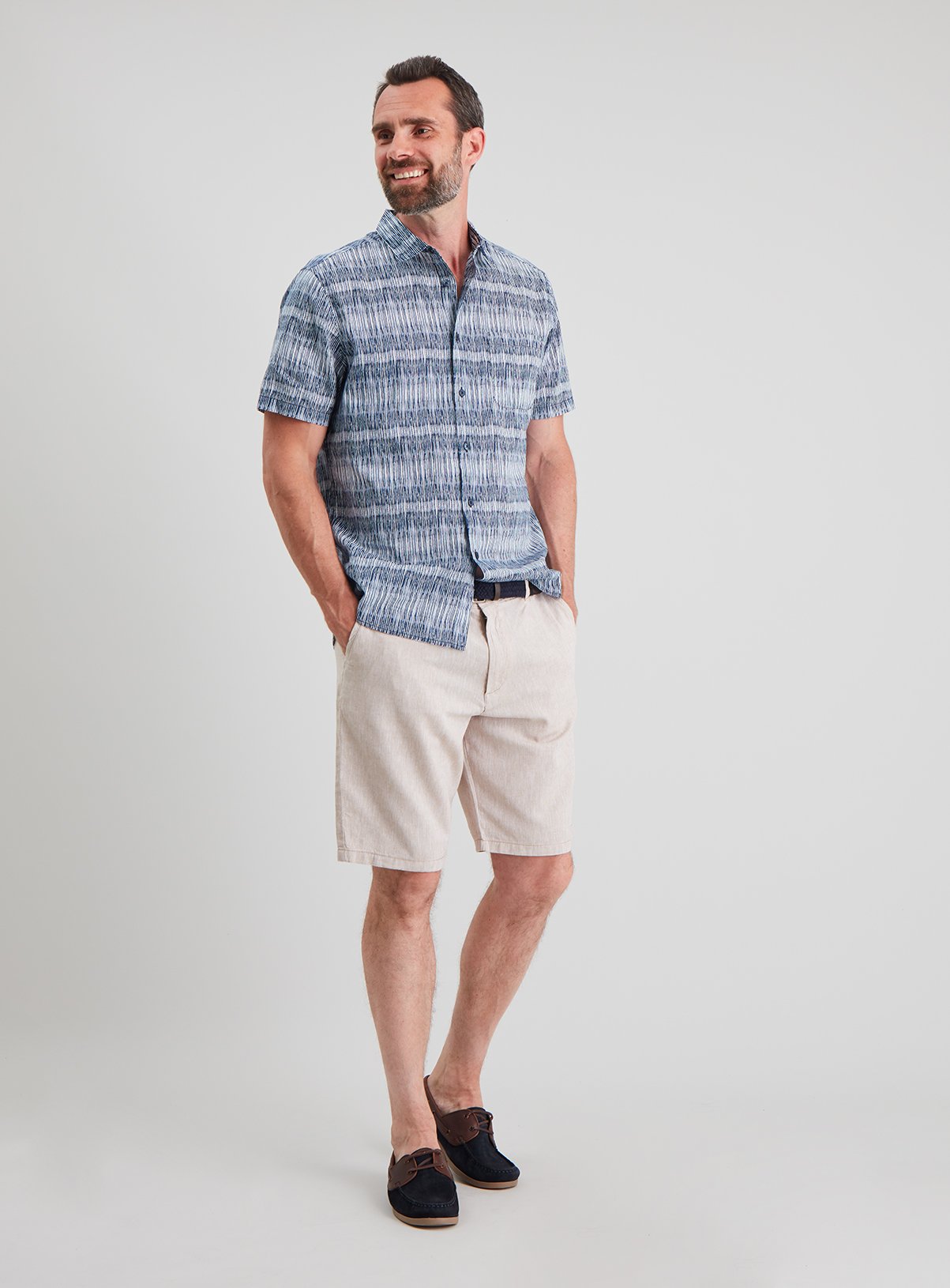 Stone Belted Chambray Linen-Rich Shorts Review