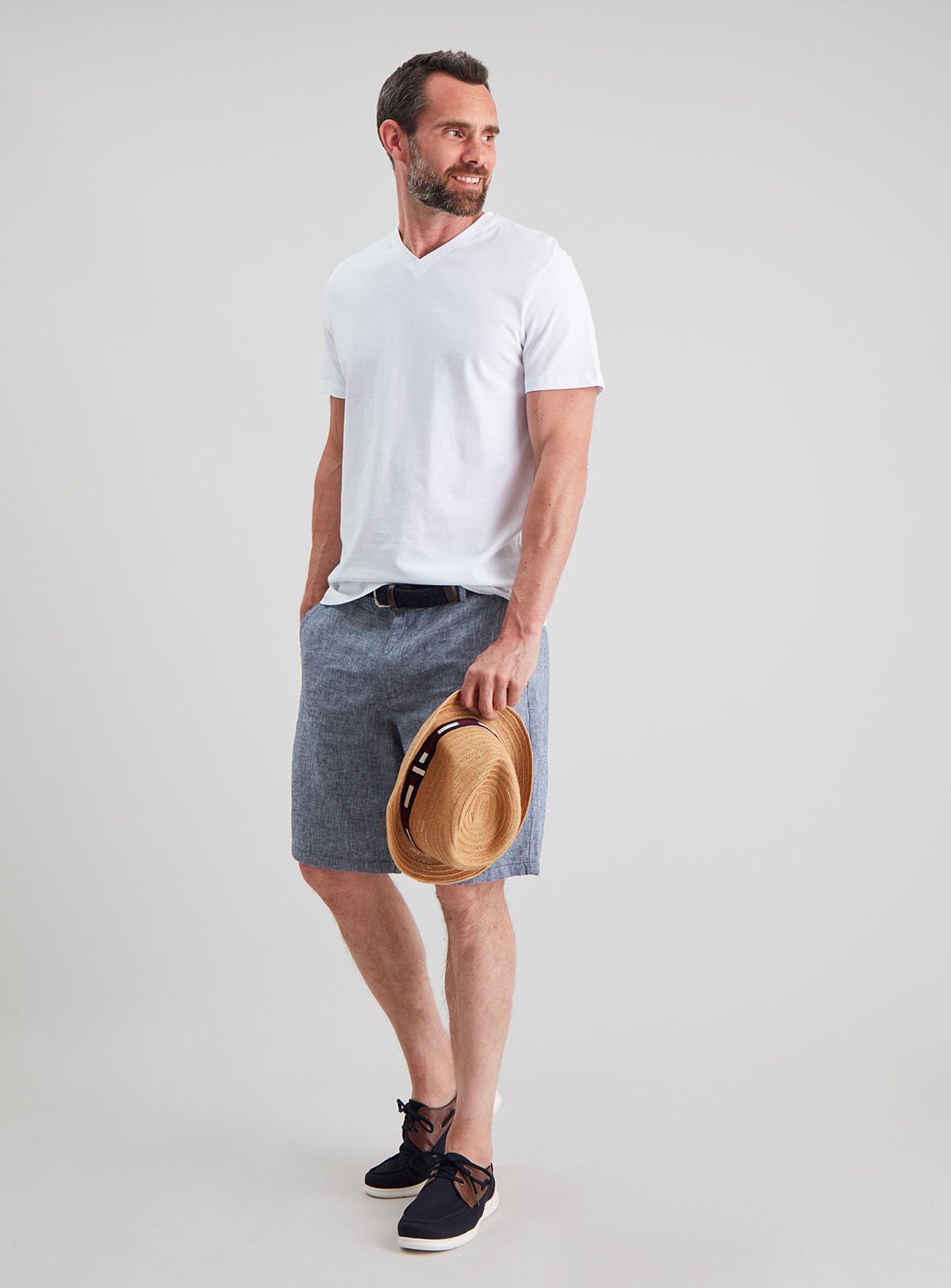 Blue Belted Chambray Linen-Rich Shorts Review