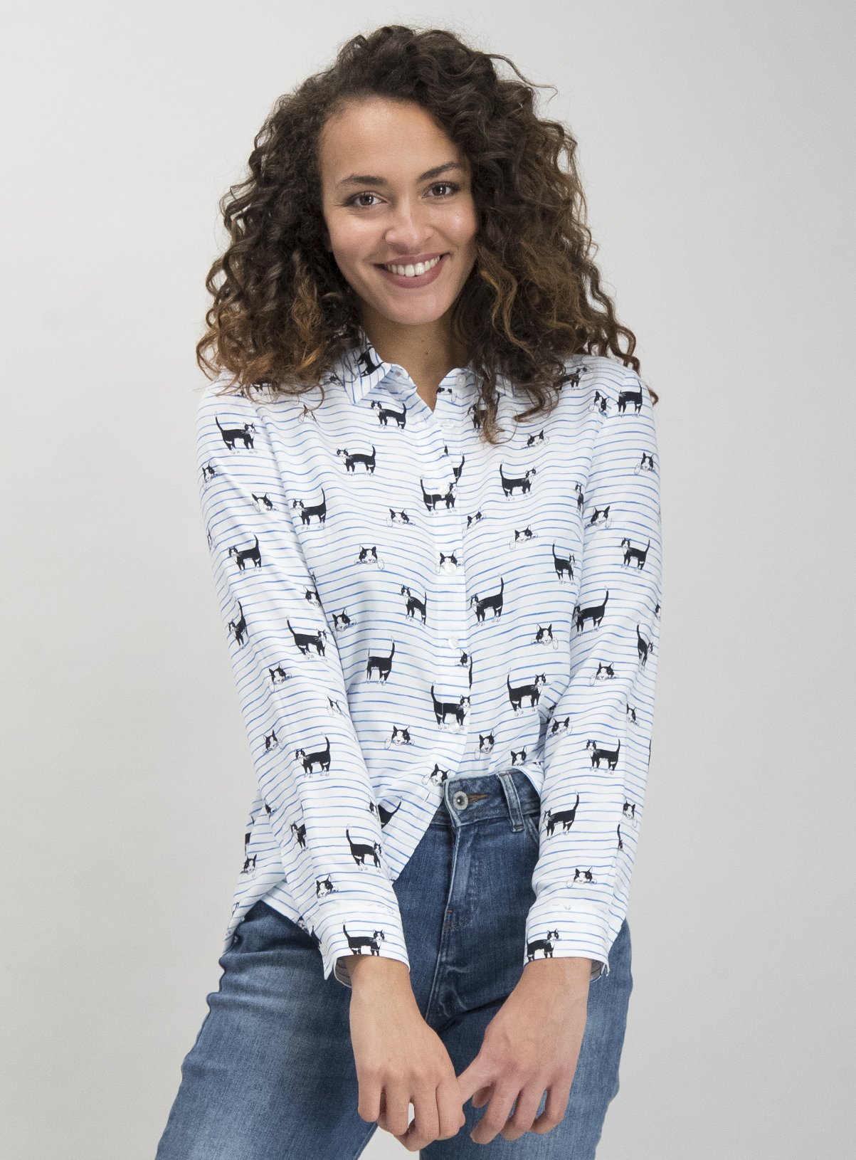 all over cat print shirt