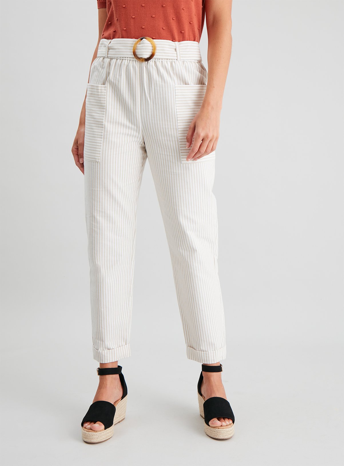 Beige & White Stripe Patch Pocket Trouser Review