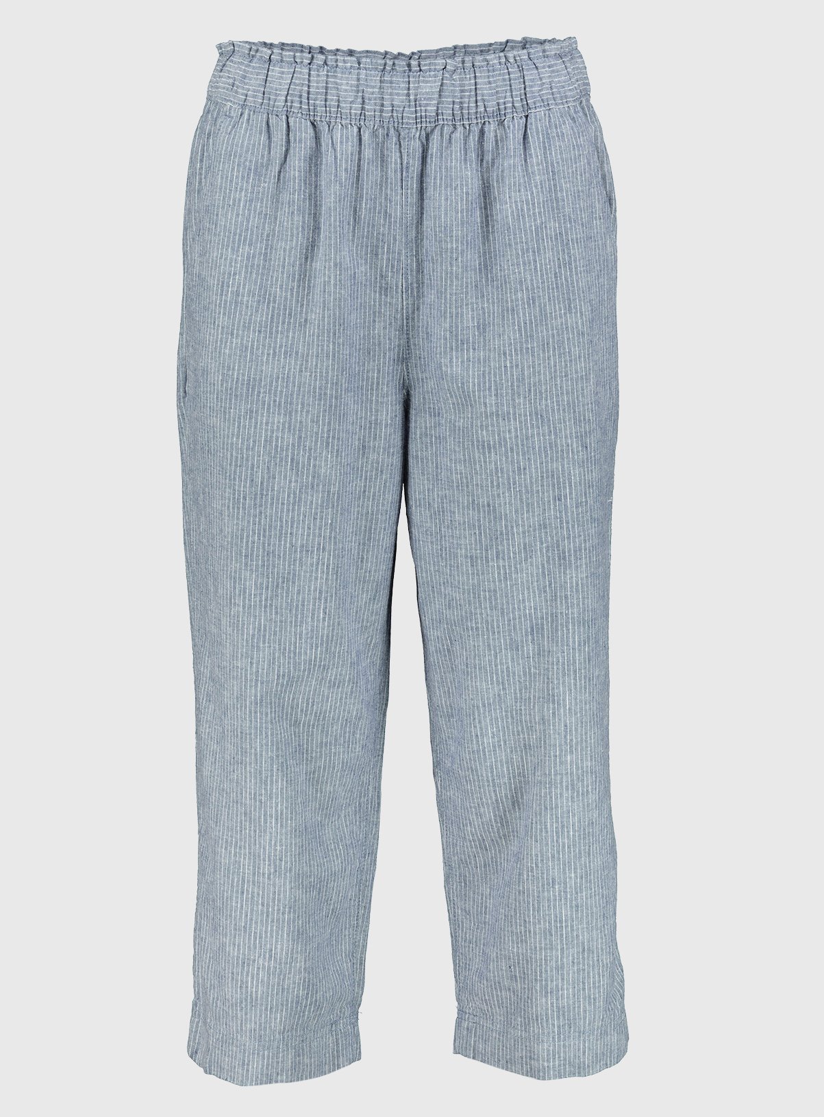 Blue Stripe Linen-Rich Crop Trousers Review