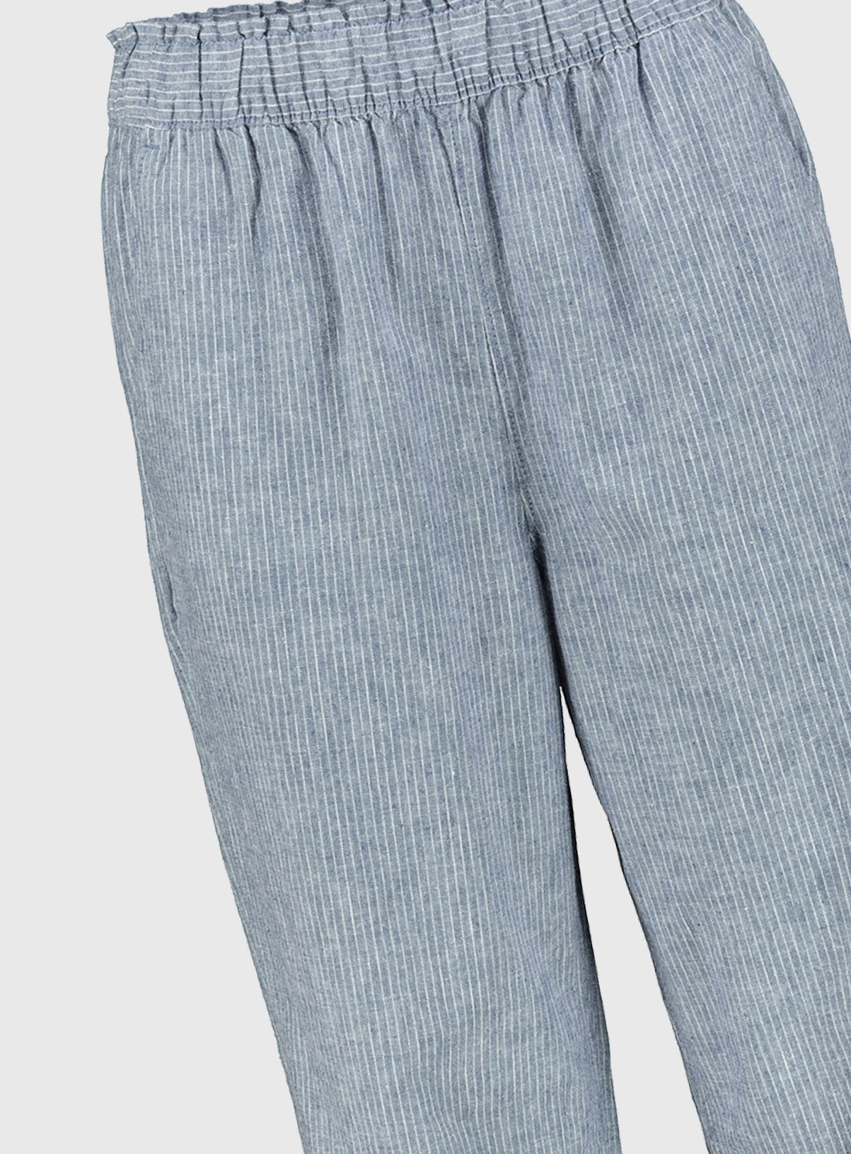 Blue Stripe Linen-Rich Crop Trousers Review