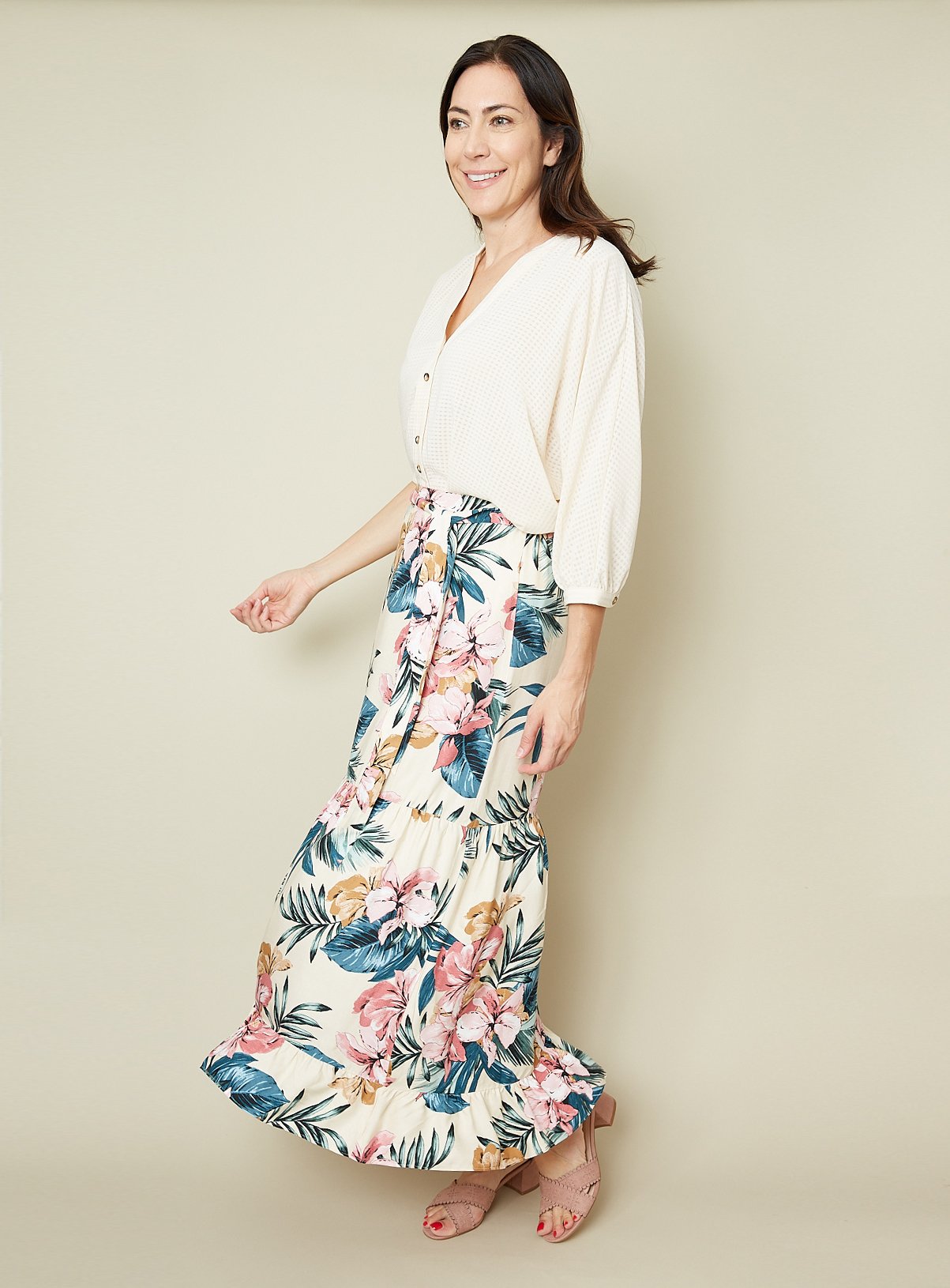 Floral Print Tiered Maxi Skirt Review