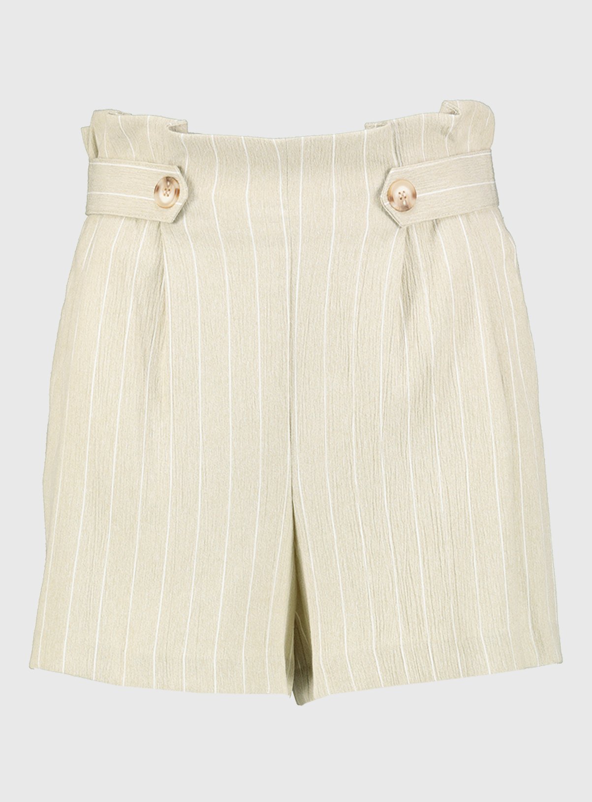 Beige Textured Stripe High Waisted Shorts Review