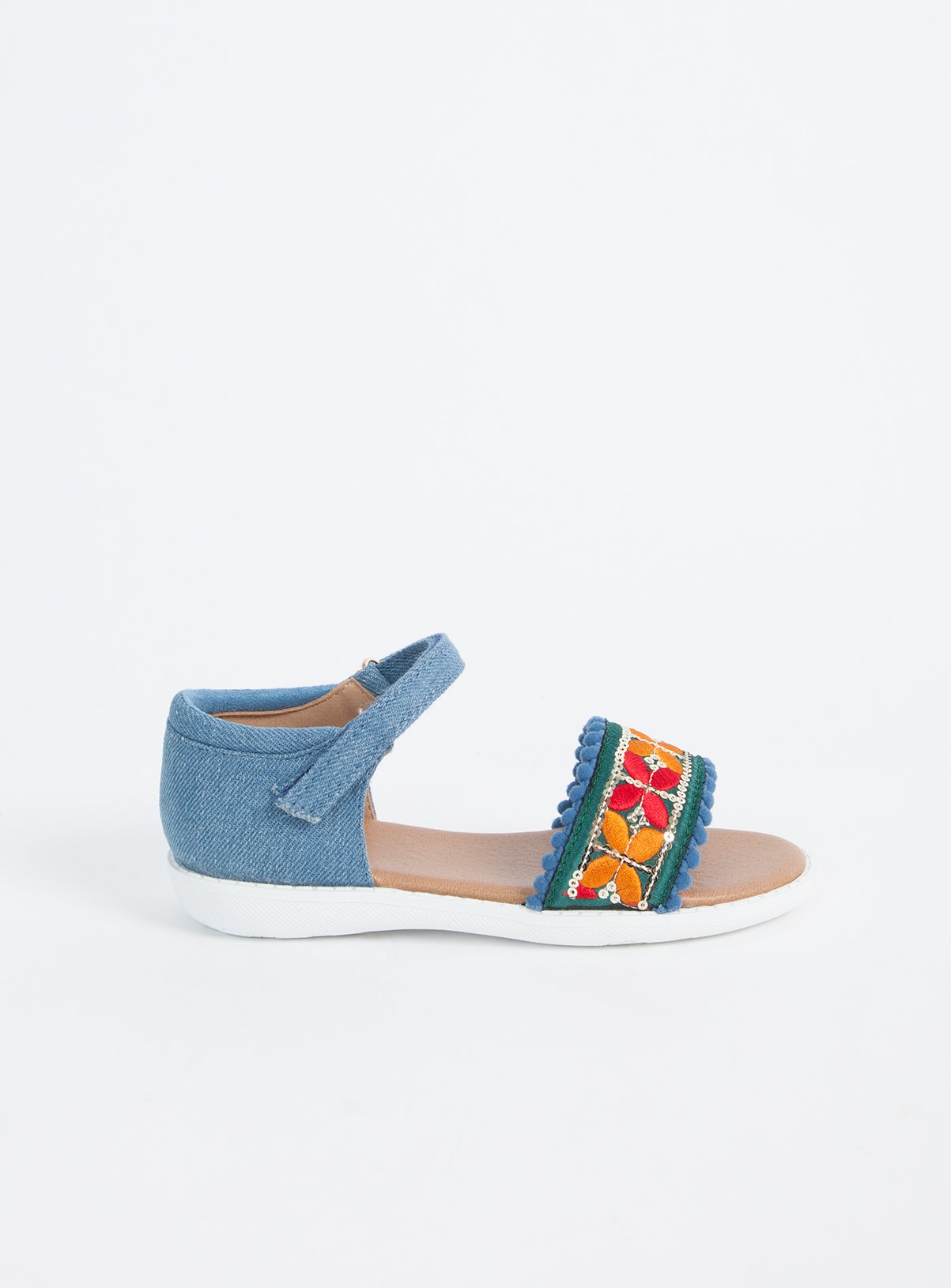 Denim Floral Embroidery Sandal Review