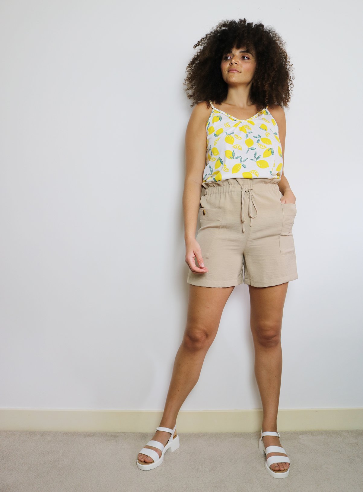 Stone Paperbag Waist Twill Shorts Review