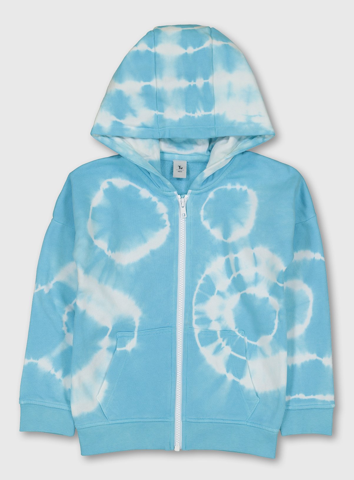 blue and white tie dye sweatshirt