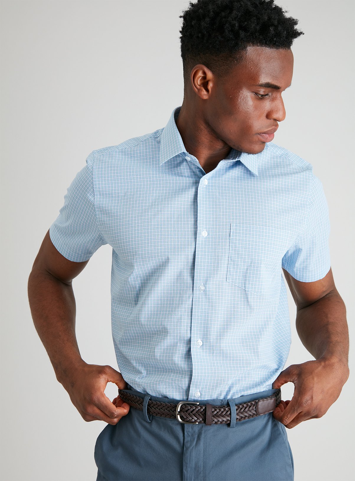 Blue & Sage Check Regular Fit Easy Iron Shirt Review