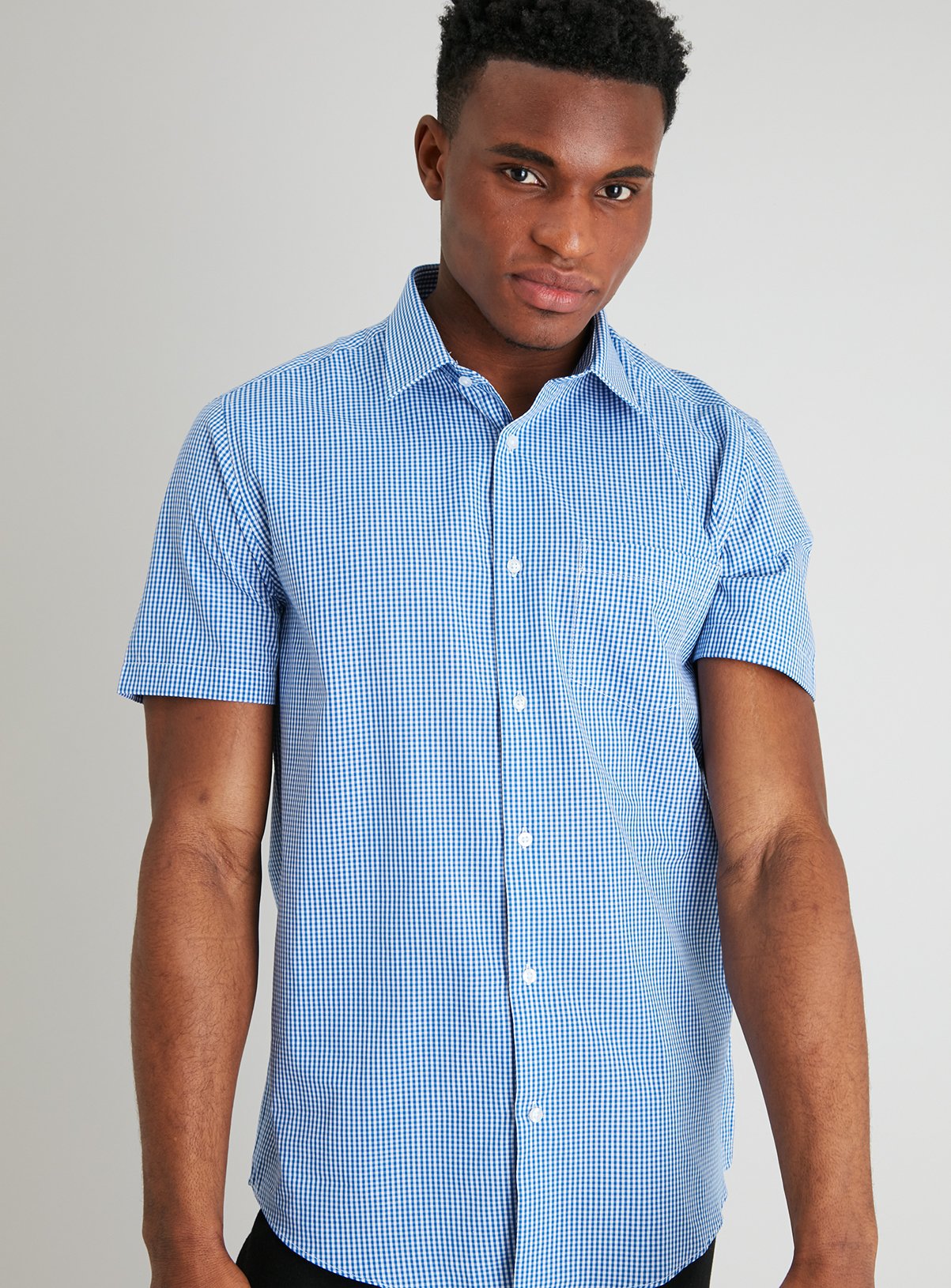 Blue Gingham Check Regular Fit Easy Iron Shirt Review