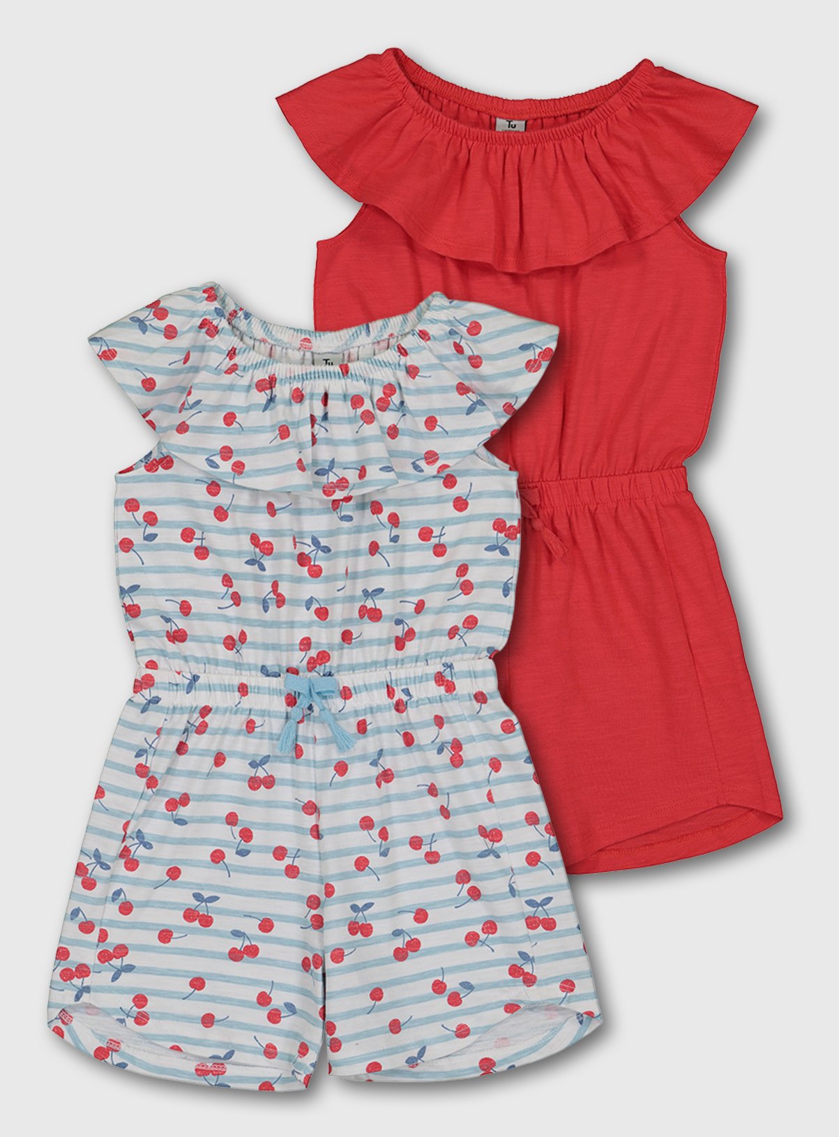 Cherry Print & Red Jersey Playsuit 2 Pack Review