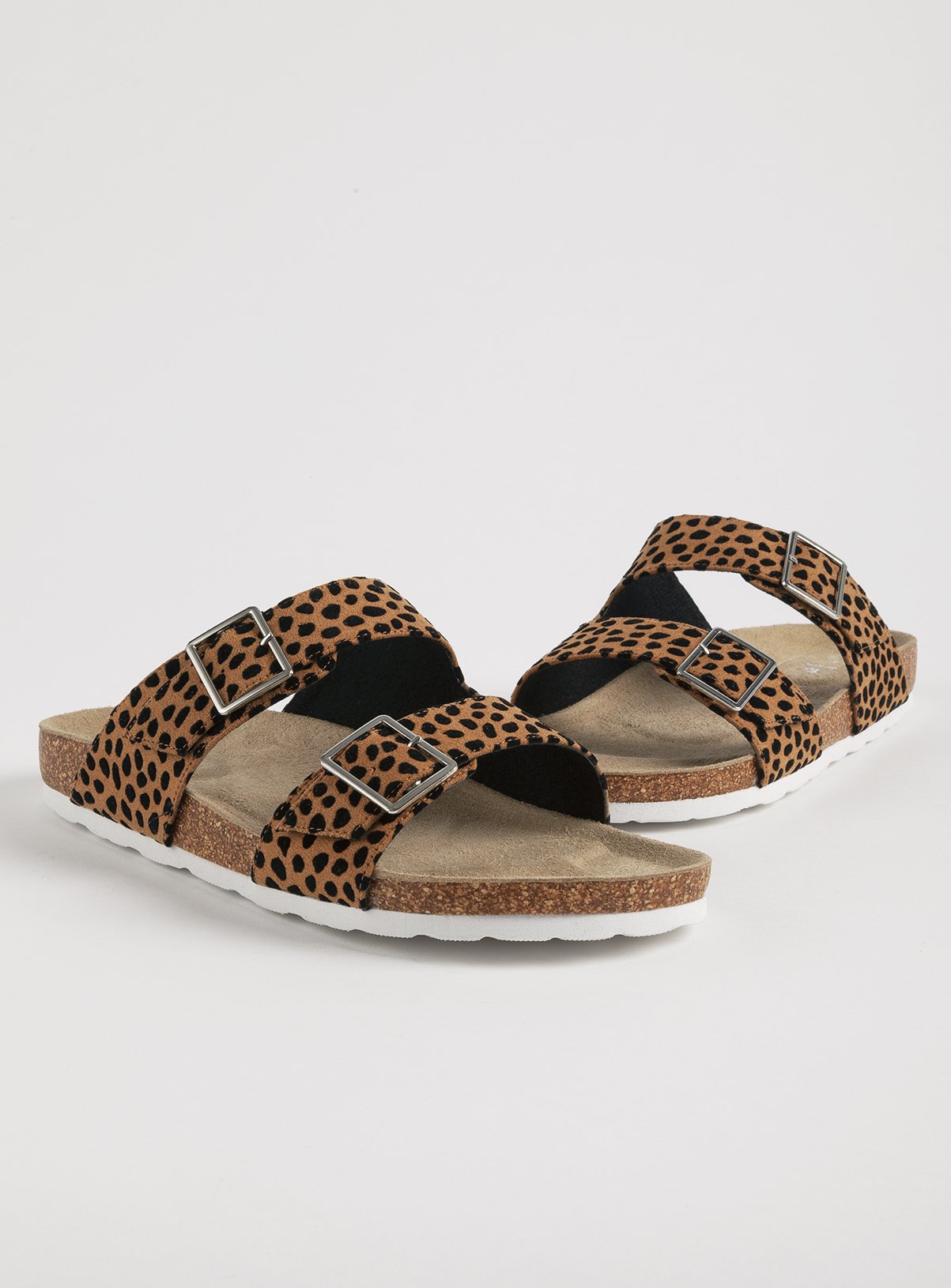leopard print two strap sandals