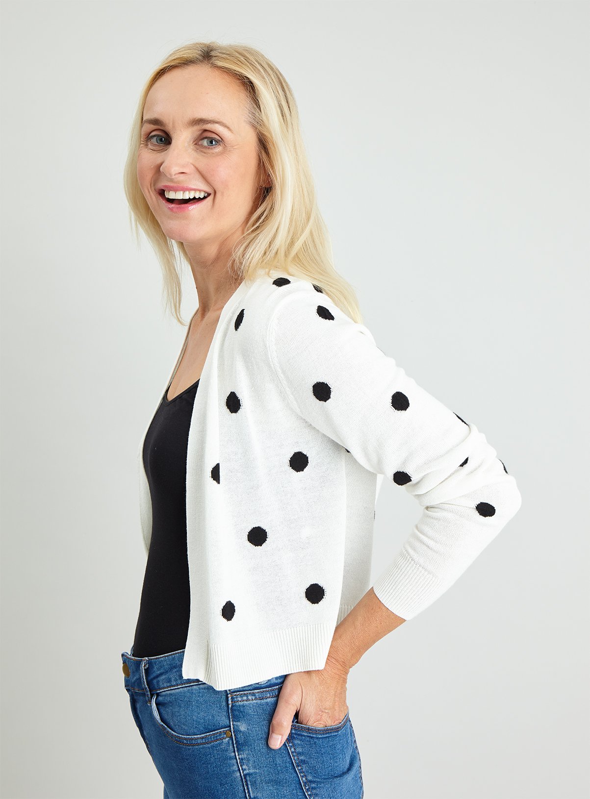 Monochrome Spot Cardigan With Linen Review