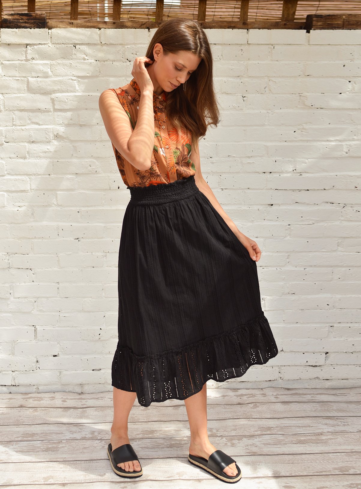 Black Broderie Midi Skirt Review