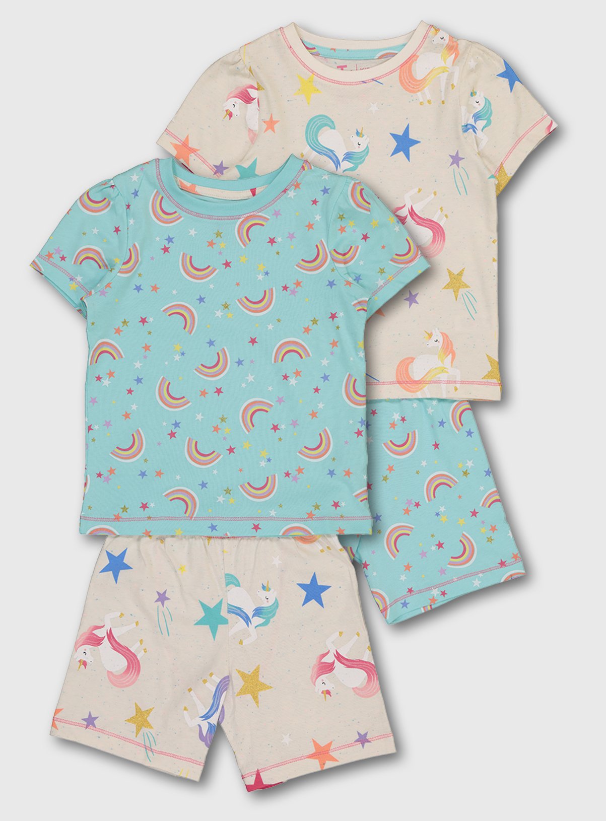 Rainbow Unicorn Print Shortie Pyjamas 2 Pack Review