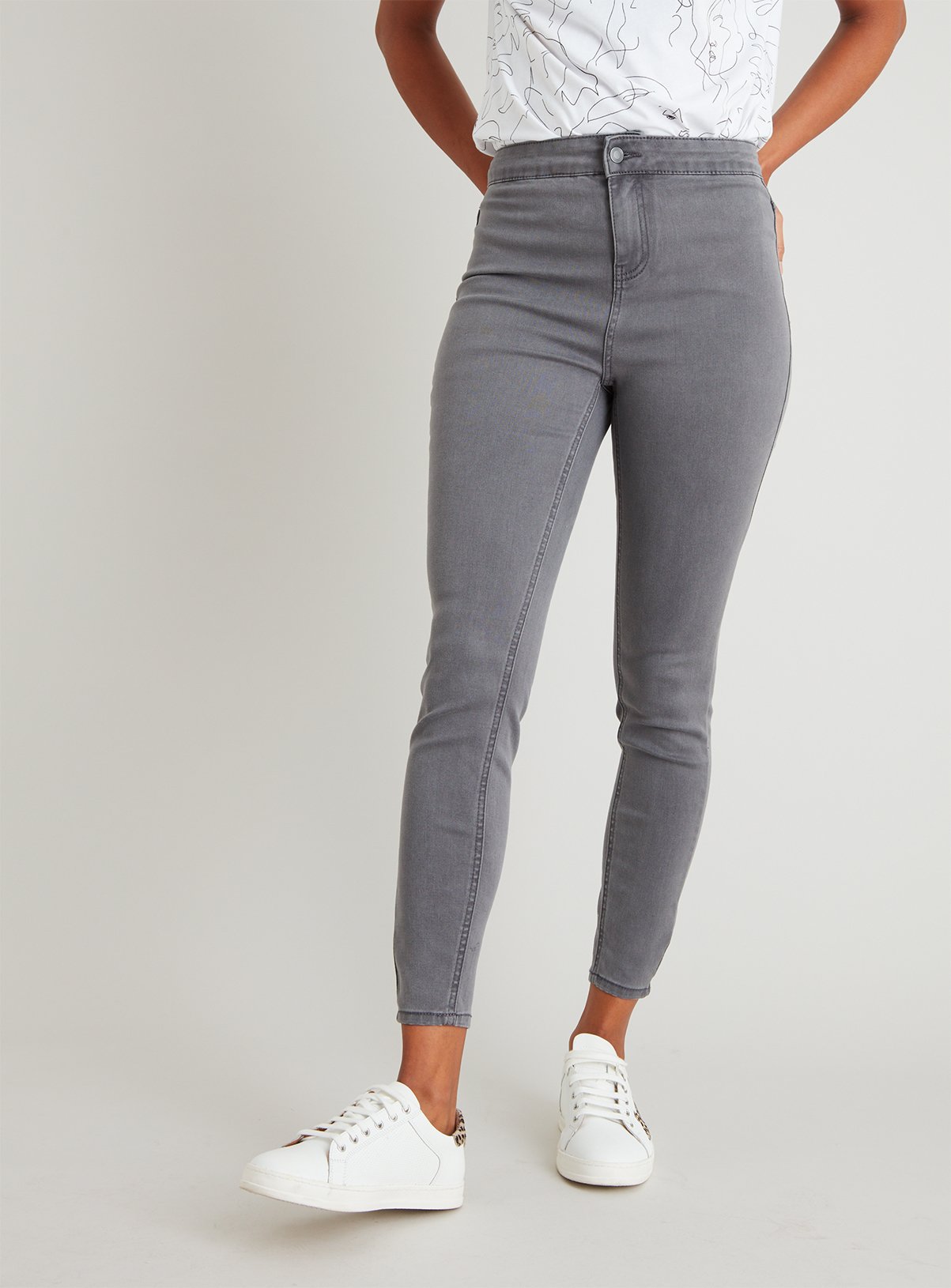 grey skinny jeans high waisted