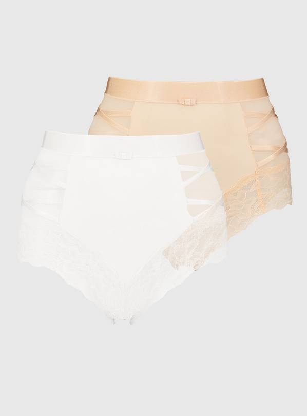 Buy Secret Shaping Ivory CrissCross Lace Trim Knickers 2 Pack