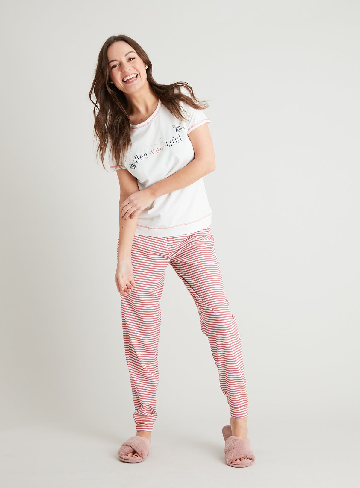 Dusky Pink Stripe & Cream 'Bee-You-Tiful' Pyjamas Review