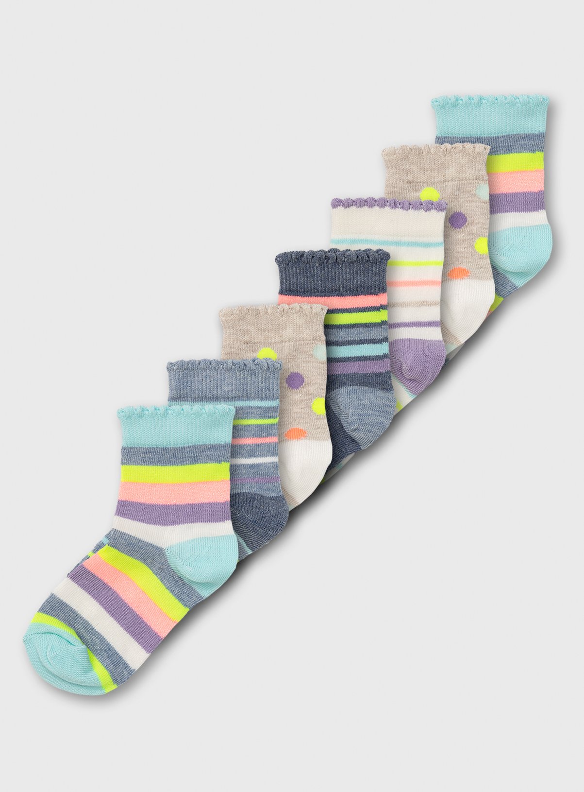 Pastel Stripe & Spot Ankle Socks 7 Pack Review