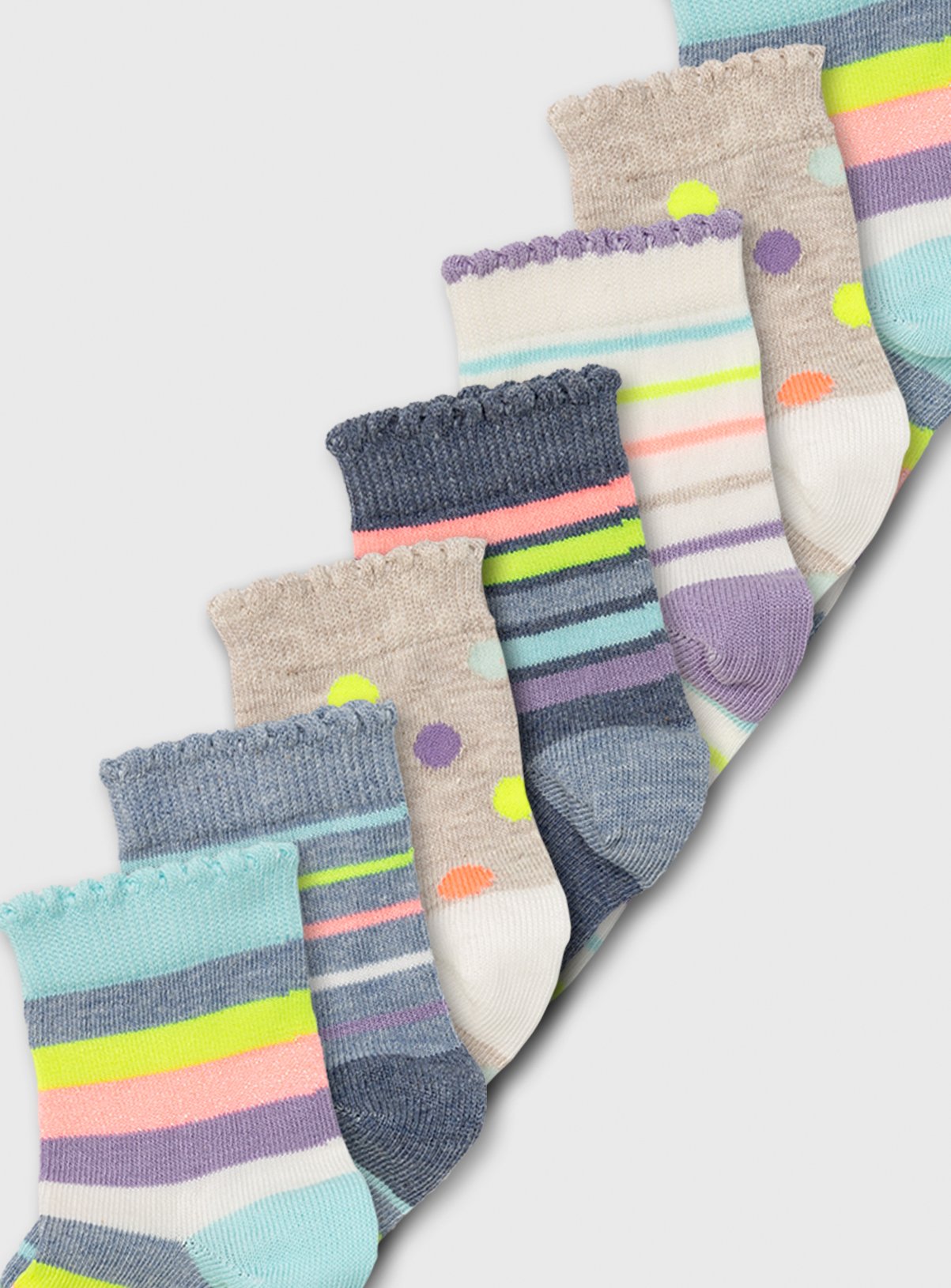 Pastel Stripe & Spot Ankle Socks 7 Pack Review